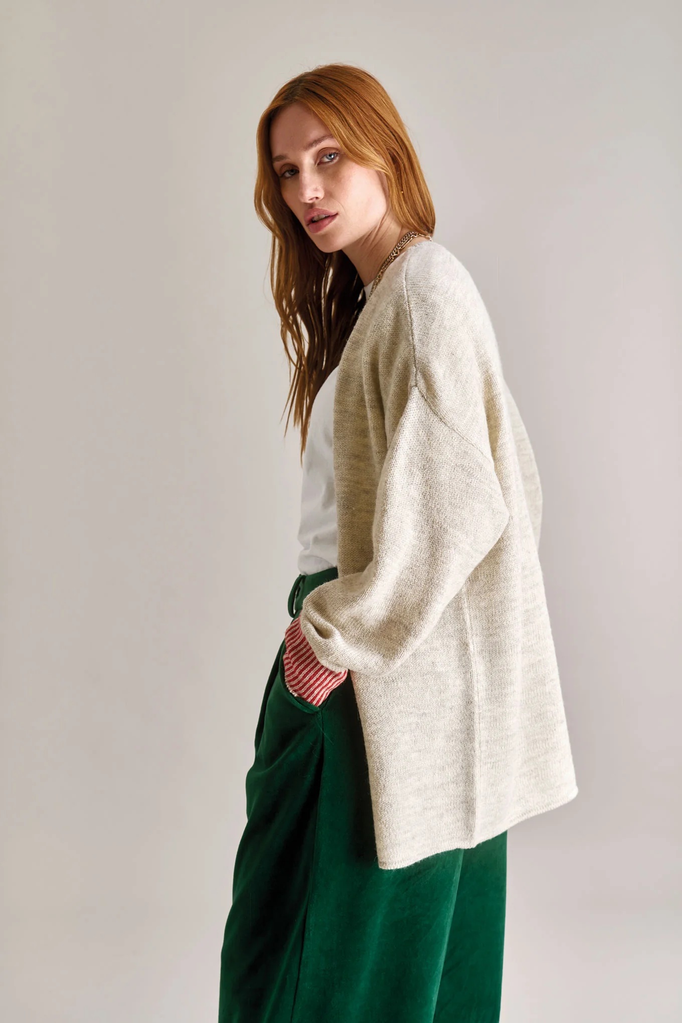 AMELIA Lambswool Cardigan - Natural - Image 3