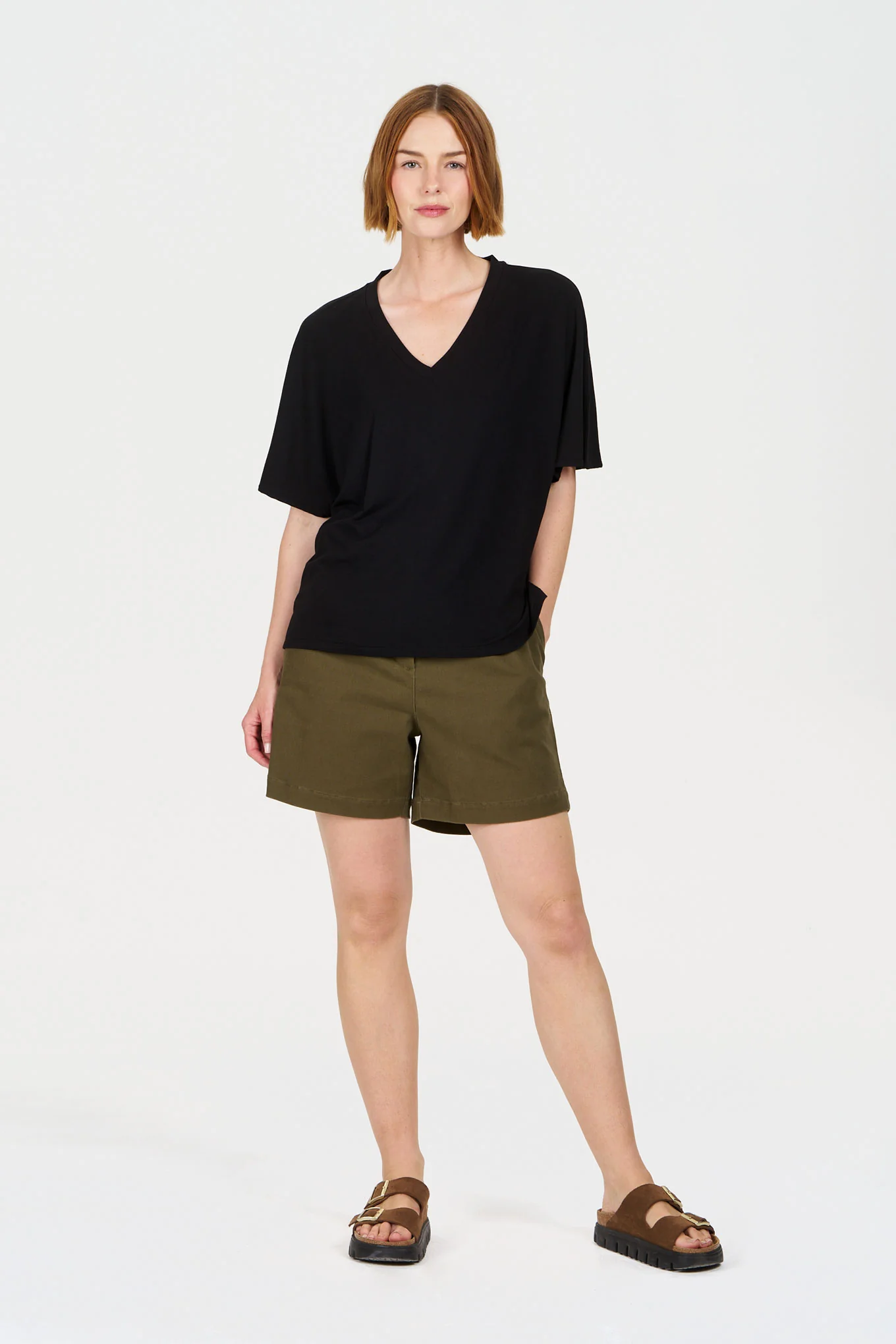 AMELIA Organic Cotton Short - Khaki - Image 2