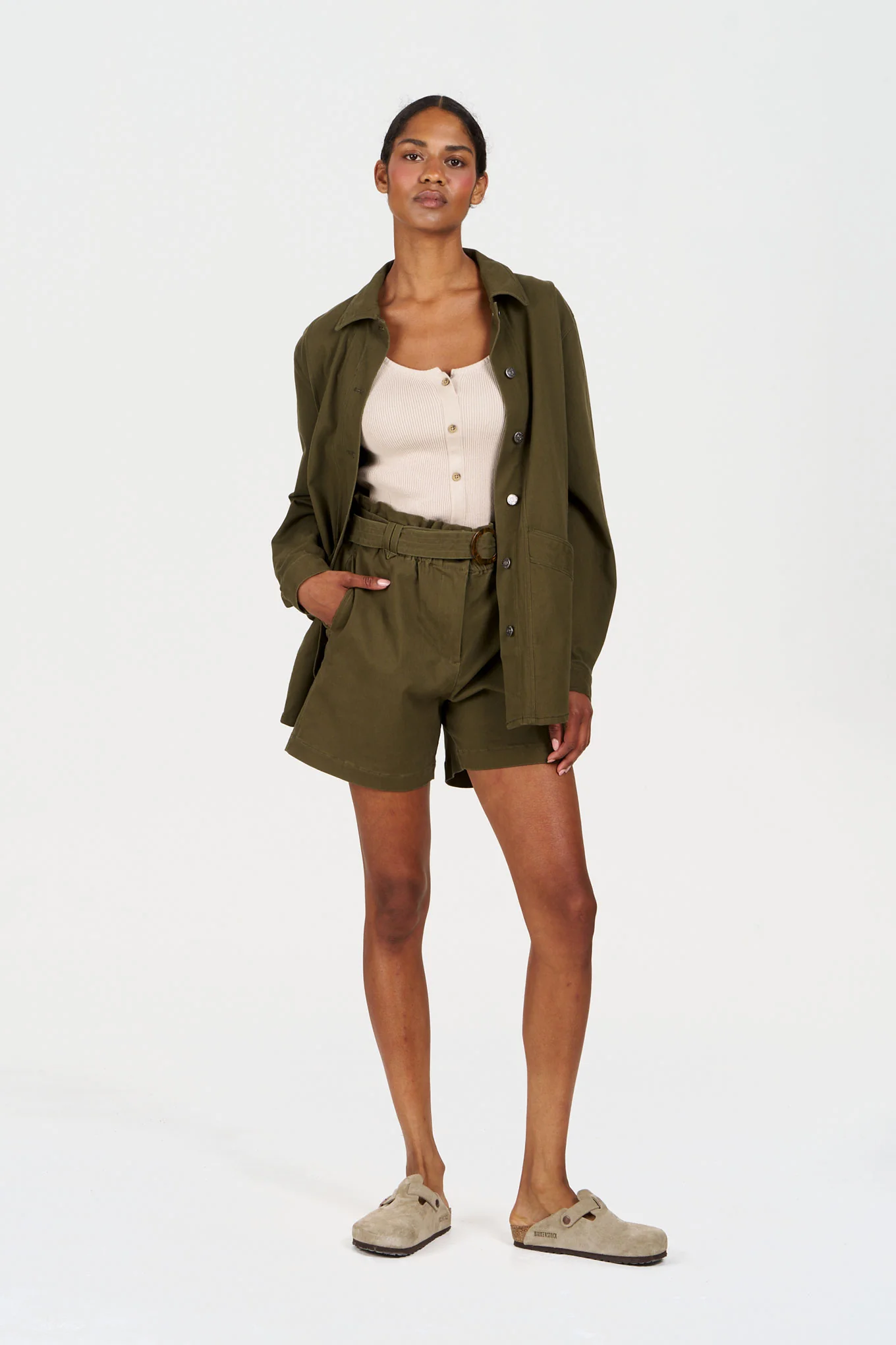 AMELIA Organic Cotton Short - Khaki - Image 3