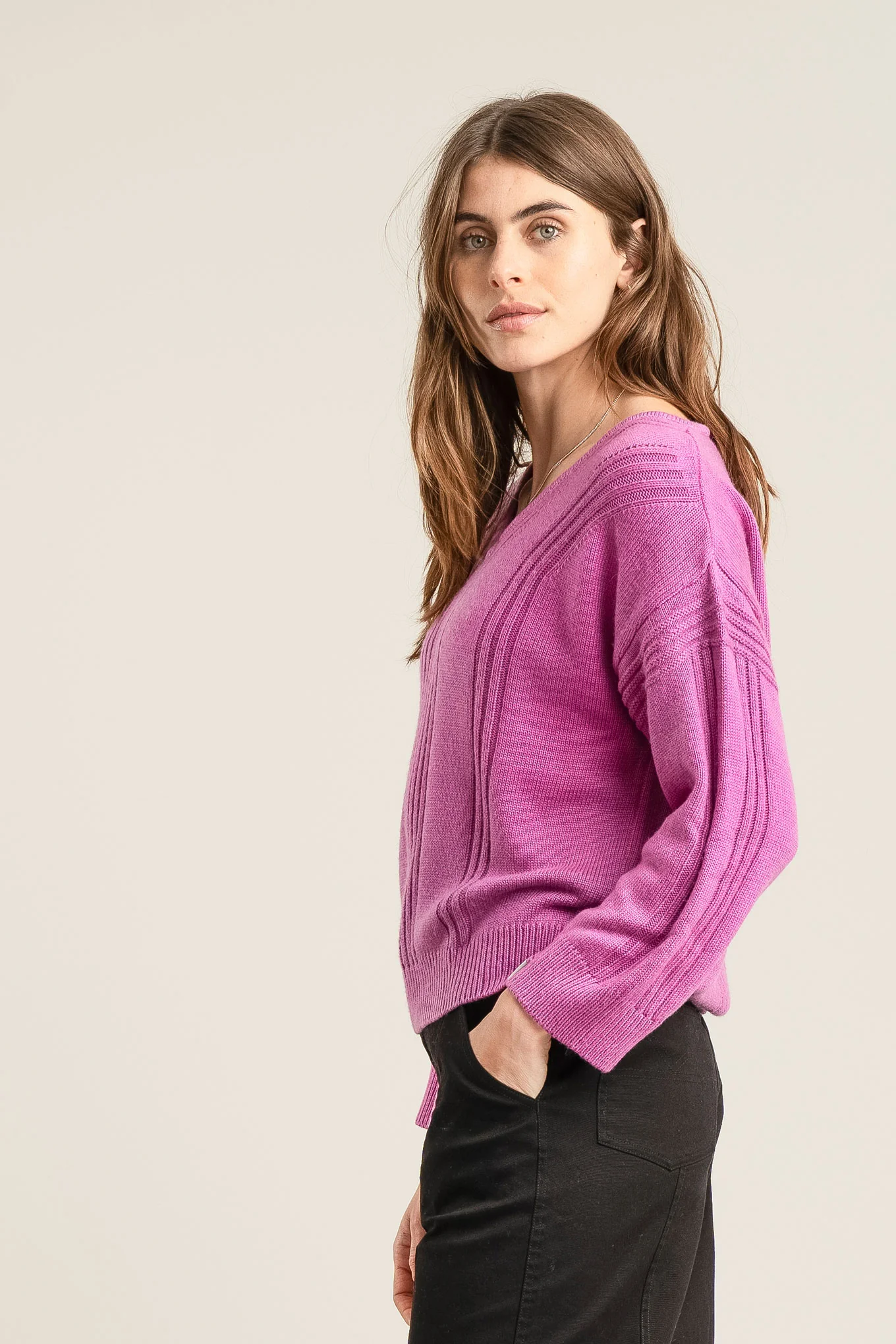 ANYA Merino Wool Jumper - Fuchsia Pink - Image 2