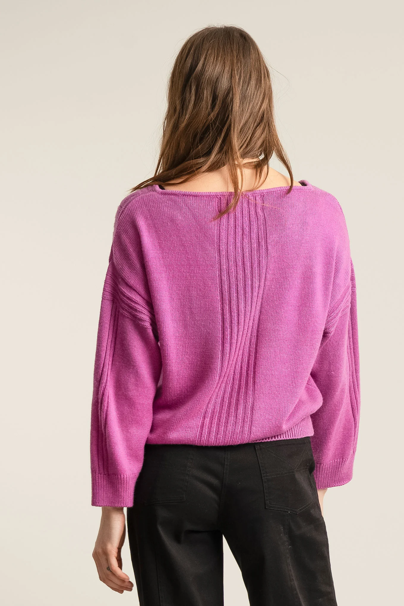 ANYA Merino Wool Jumper - Fuchsia Pink - Image 3