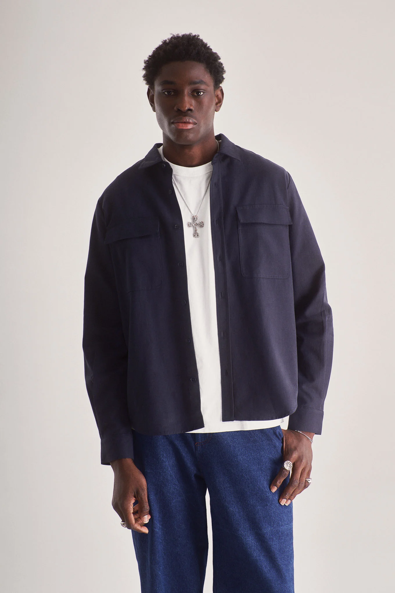 ARC Cotton Tencel Blend Shirt - Navy