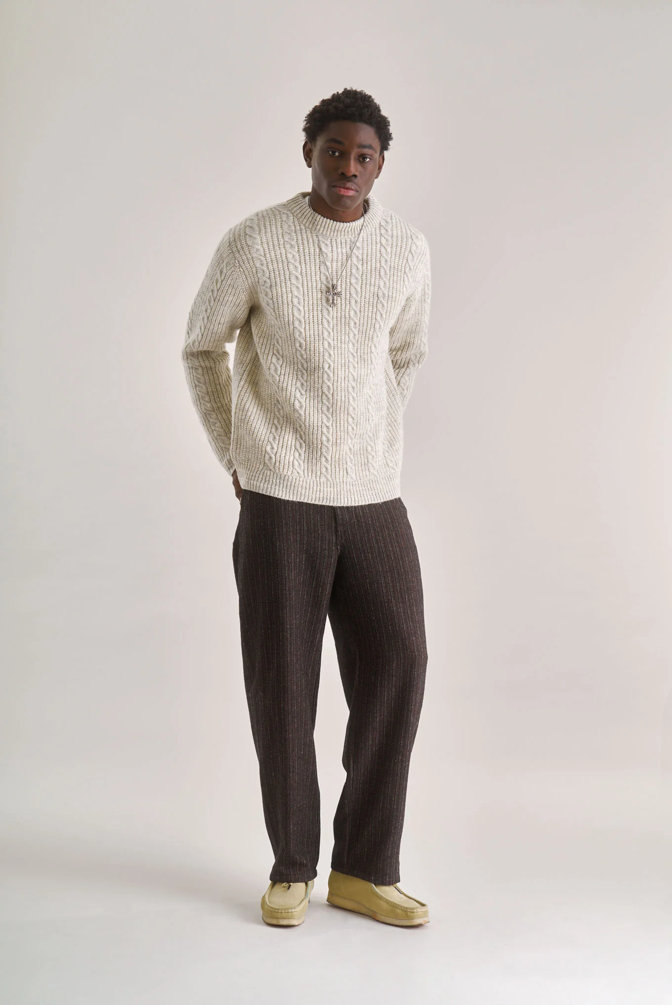 CABLE Lambswool Jumper - Natural - Image 4