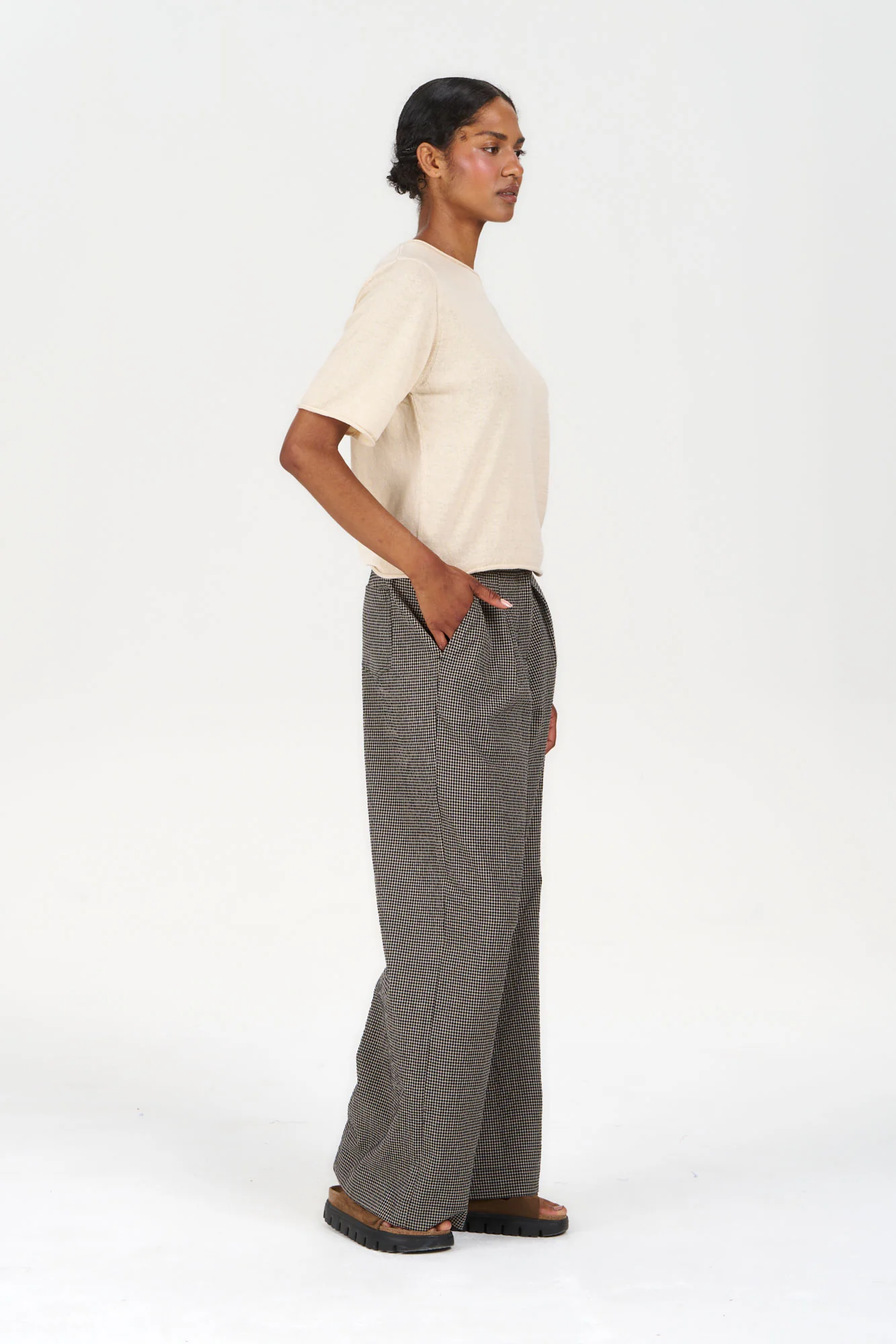 CAMILLE Organic Linen Cotton Tee - Almond - Image 3