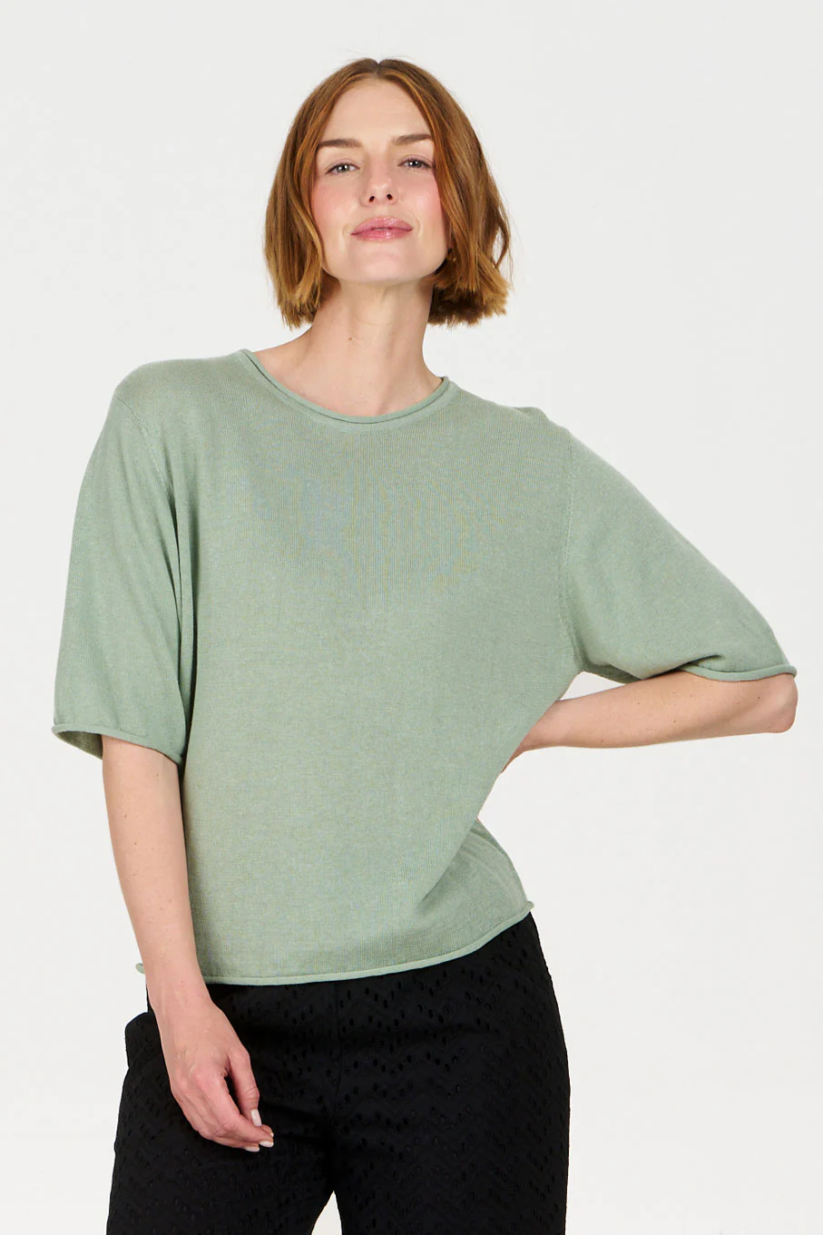 CAMILLE Organic Ramie Cotton Tee - Sage