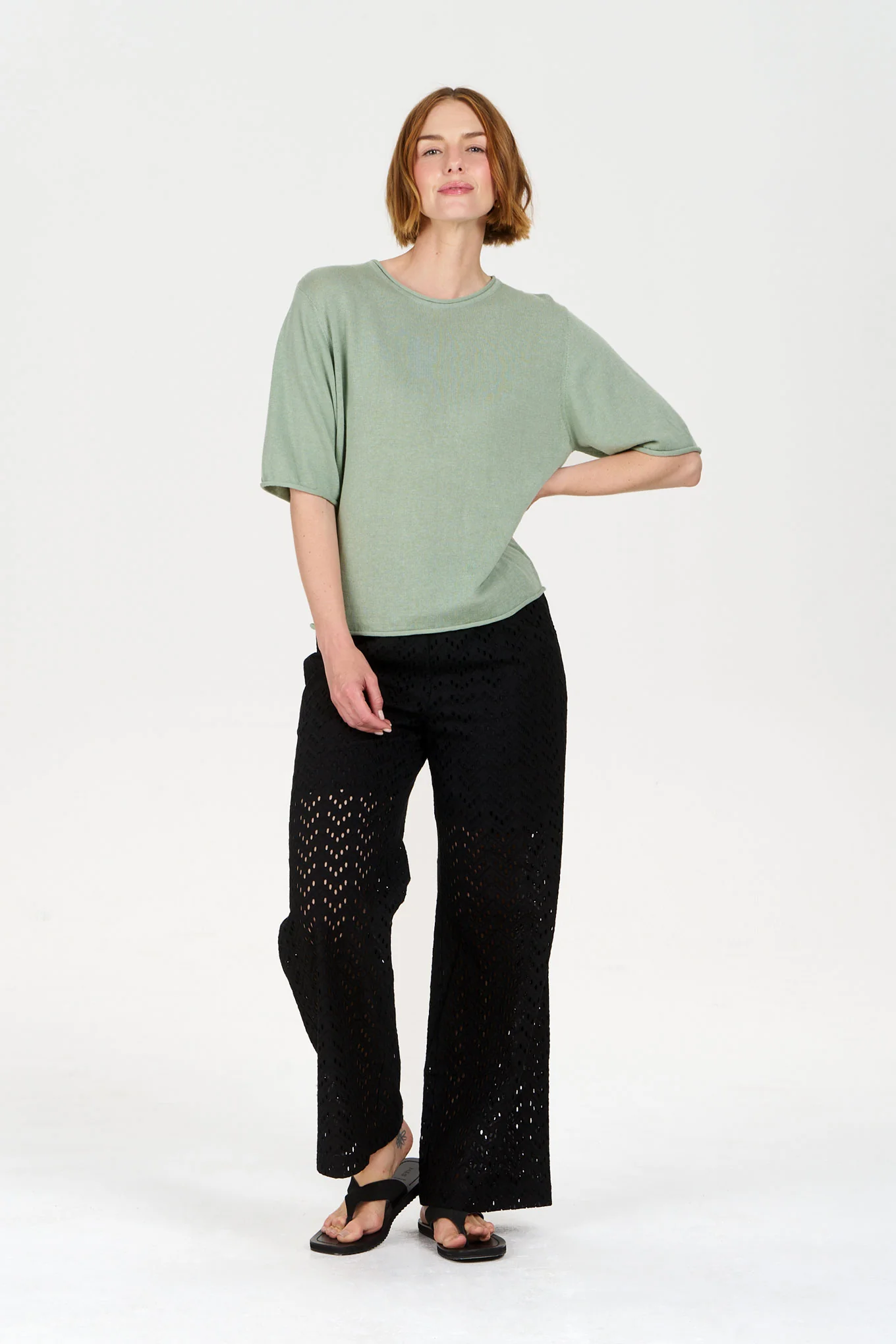CAMILLE Organic Ramie Cotton Tee - Sage - Image 2