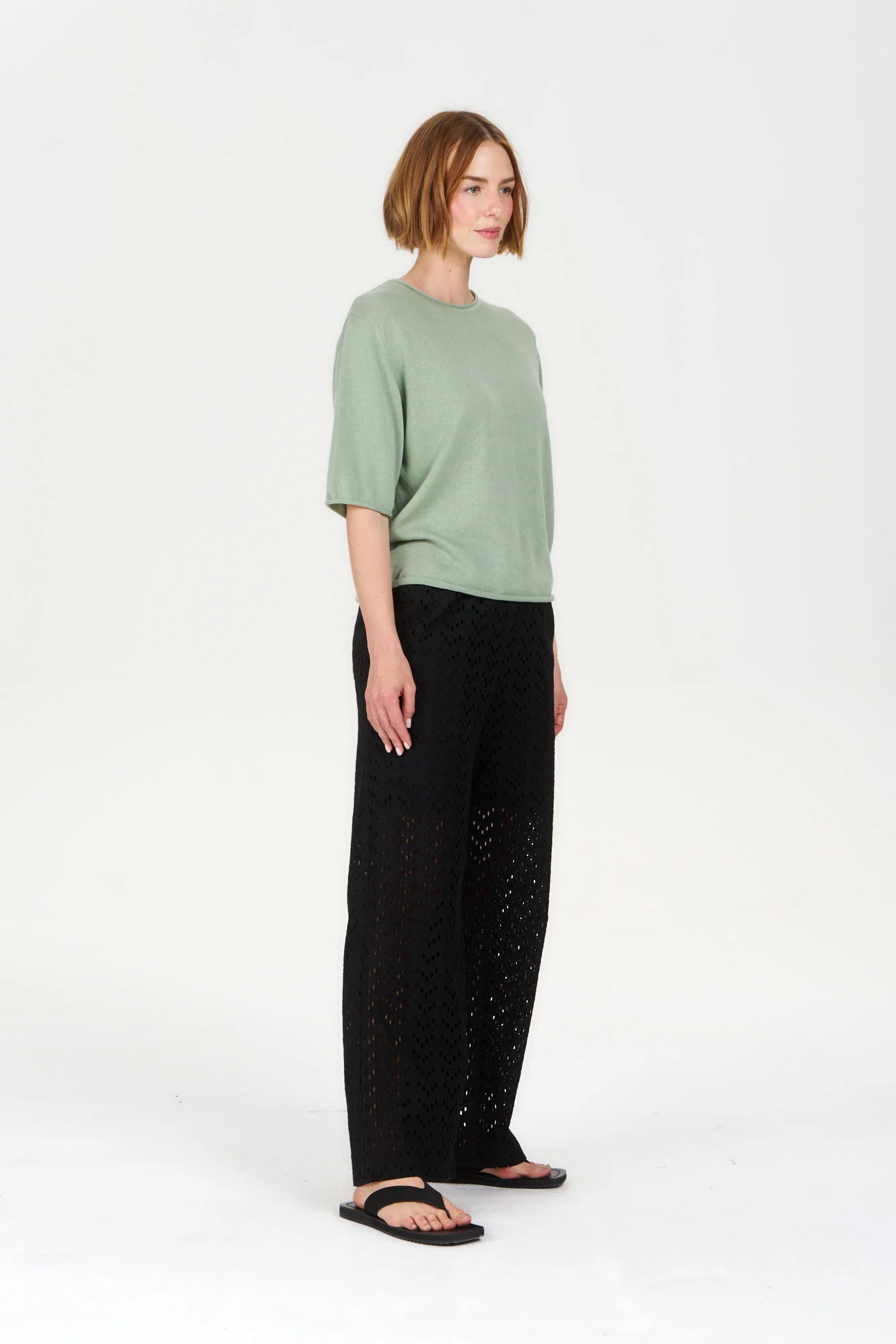 CAMILLE Organic Ramie Cotton Tee - Sage - Image 3