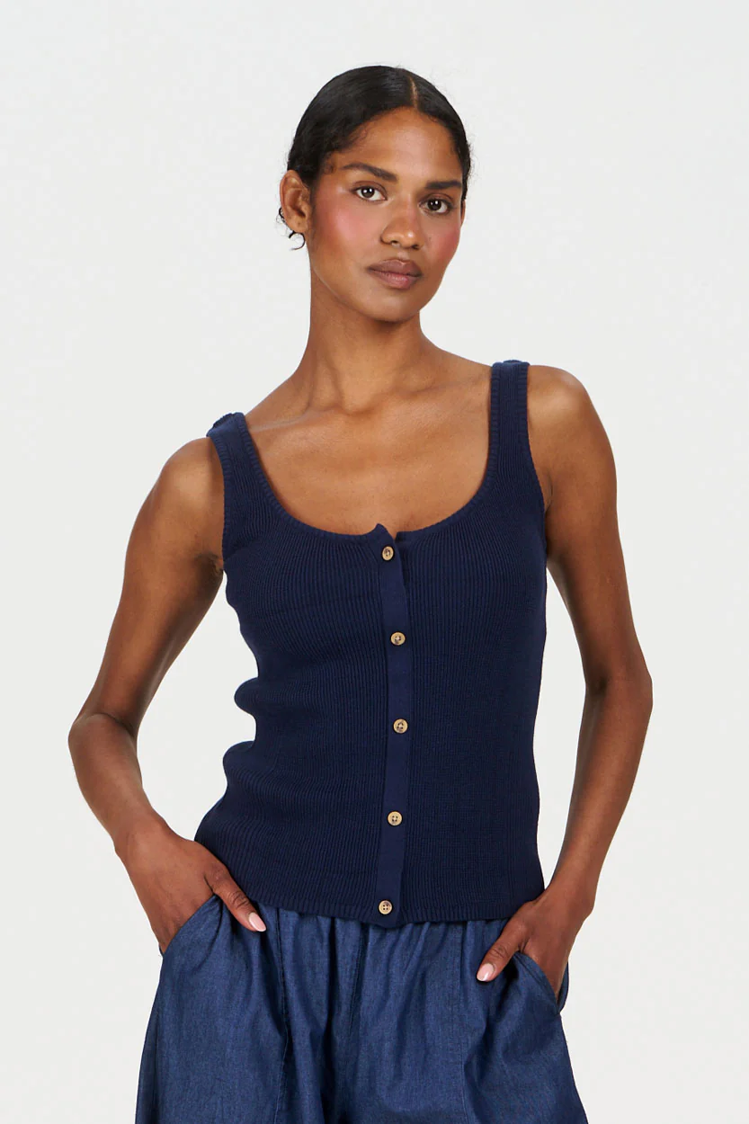 COVE Vest Organic Cotton Vest - Navy