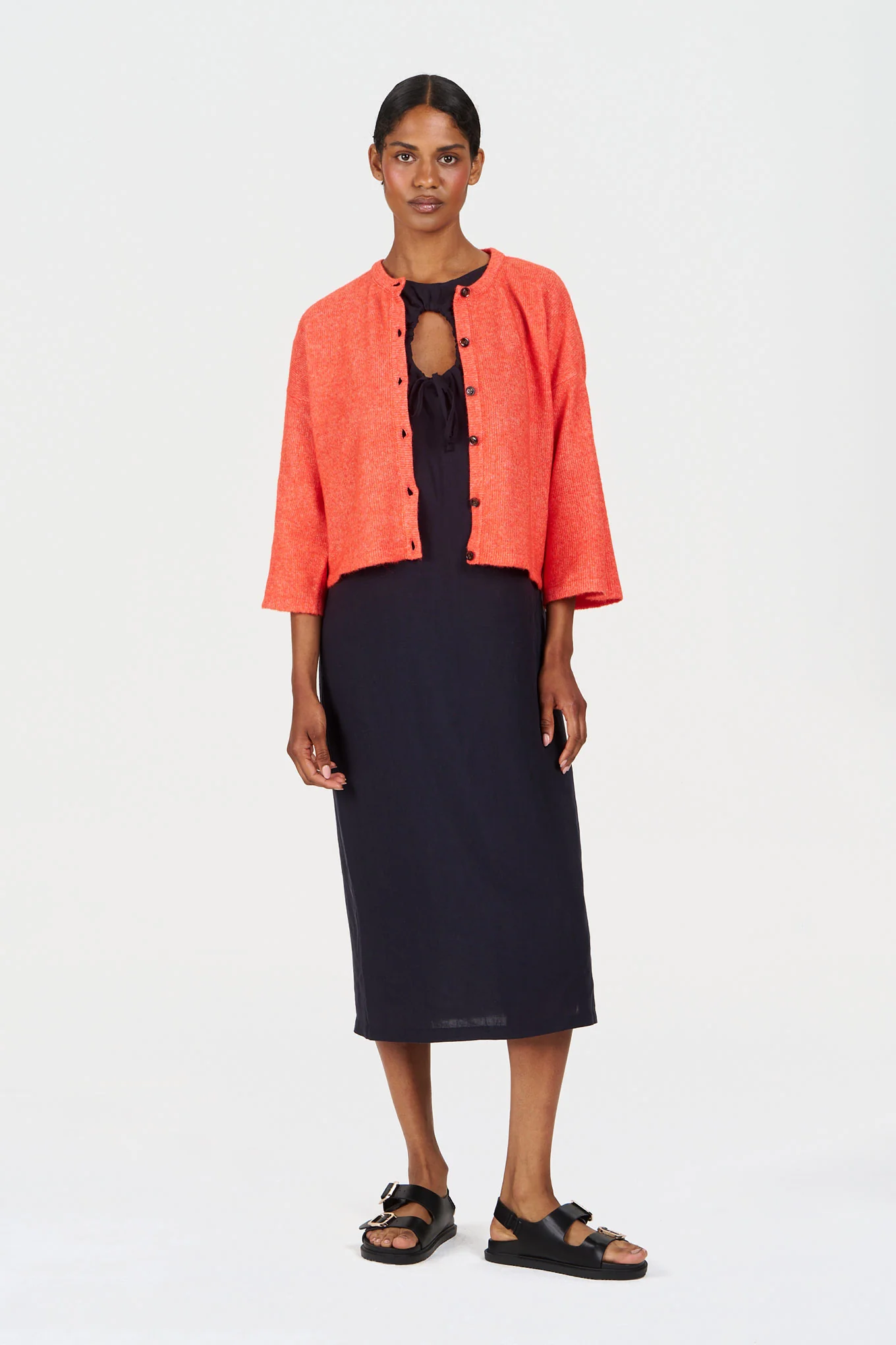 COVET Recycled Poly Cardigan - Orange - Image 3
