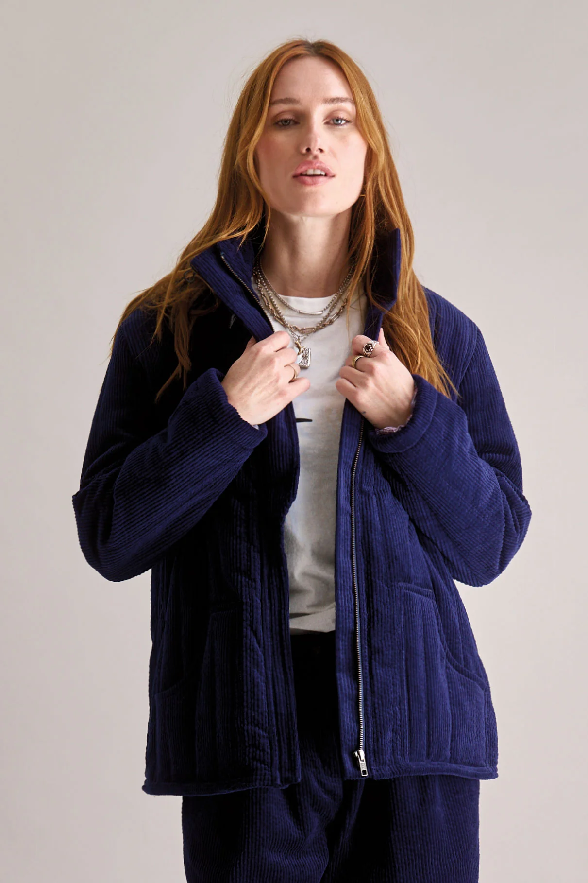 GEORGIA Organic Cotton Cord Coat - Navy