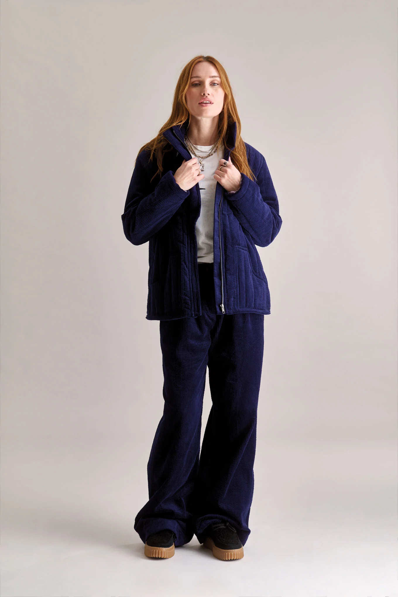 GEORGIA Organic Cotton Cord Coat - Navy - Image 3