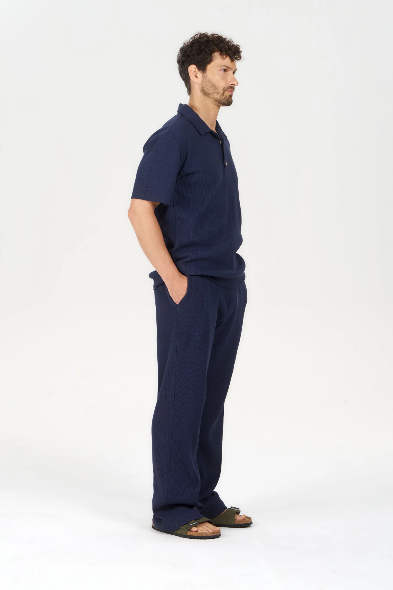 GIO BEACH Organic Cotton Trouser - Navy - Image 3