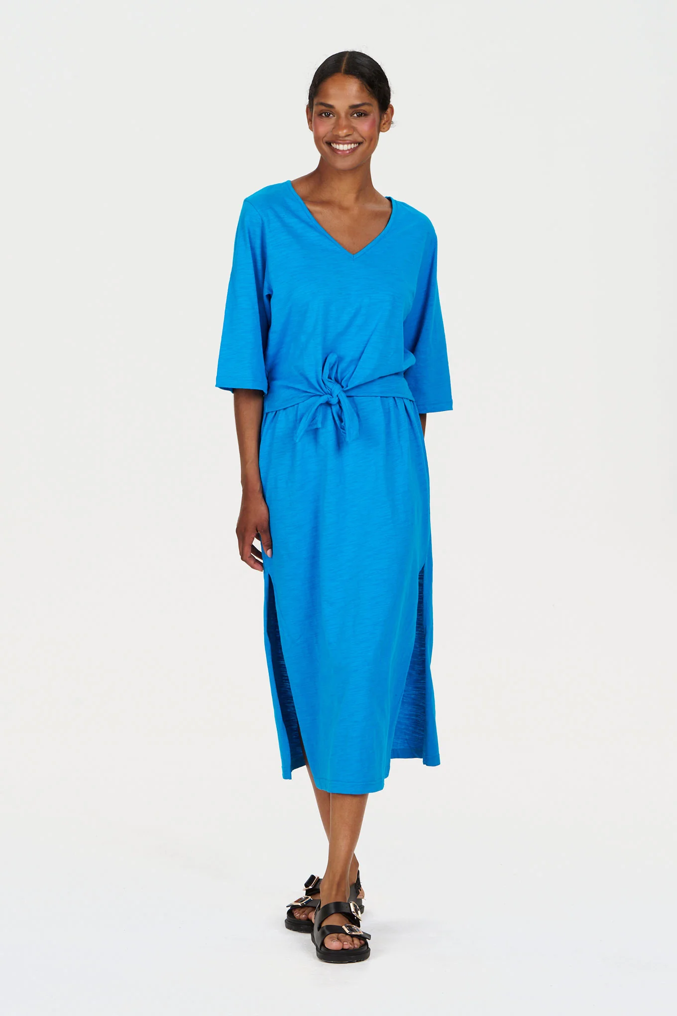HALLIE Organic Cotton Dress - Cobalt - Image 2