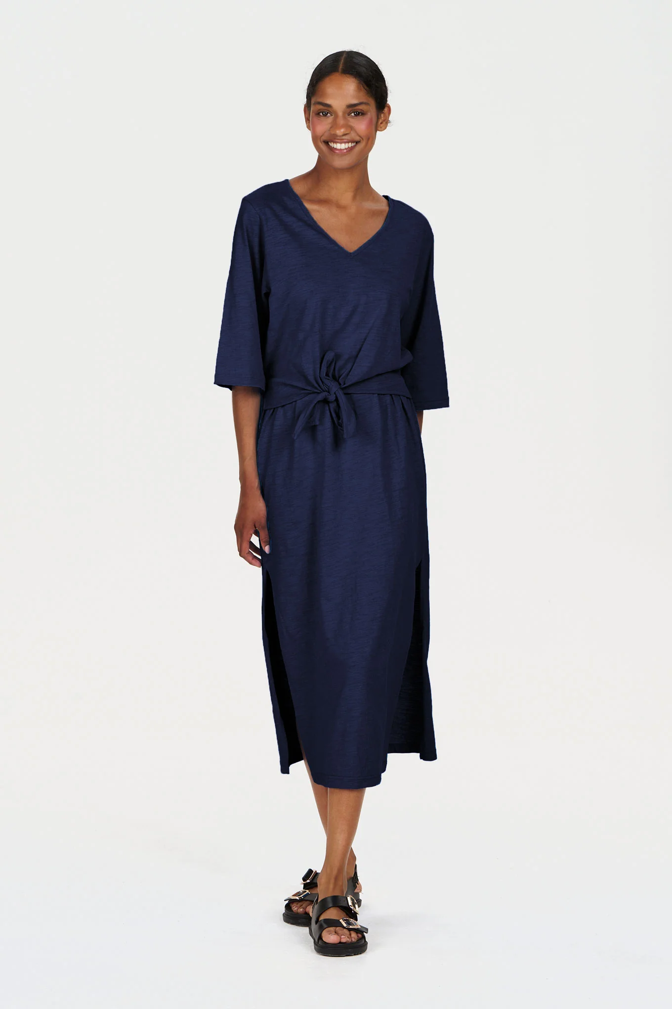 HALLIE Organic Cotton Dress - Navy - Image 2