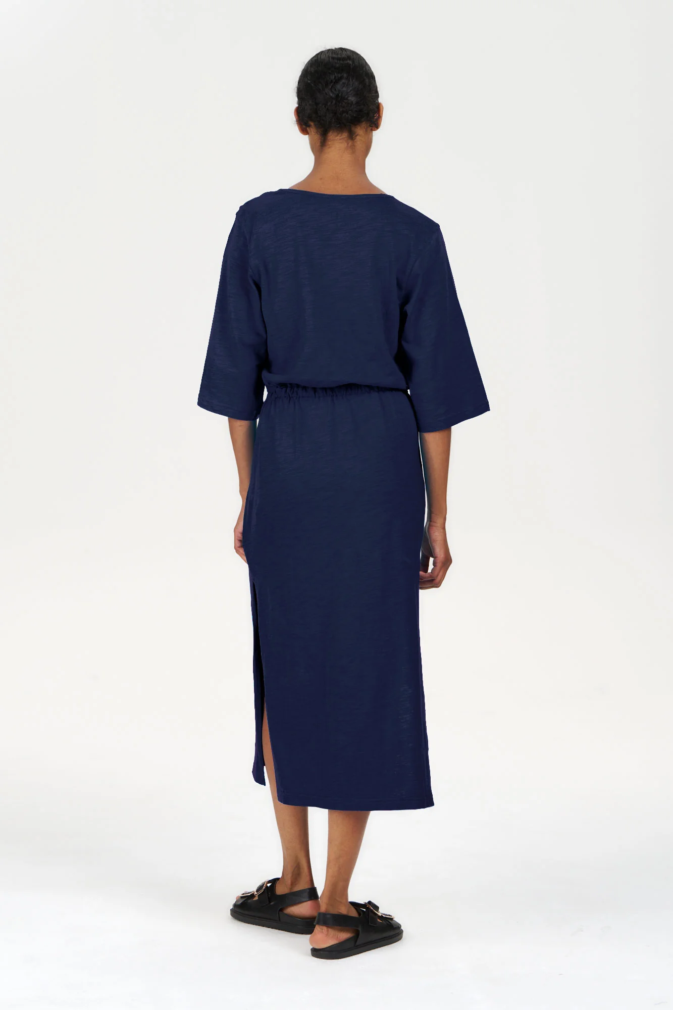 HALLIE Organic Cotton Dress - Navy - Image 3