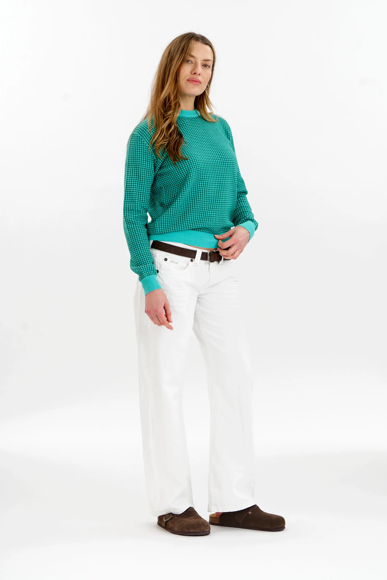 HANA Organic Cotton Jumper - Green & Cyan - Image 2