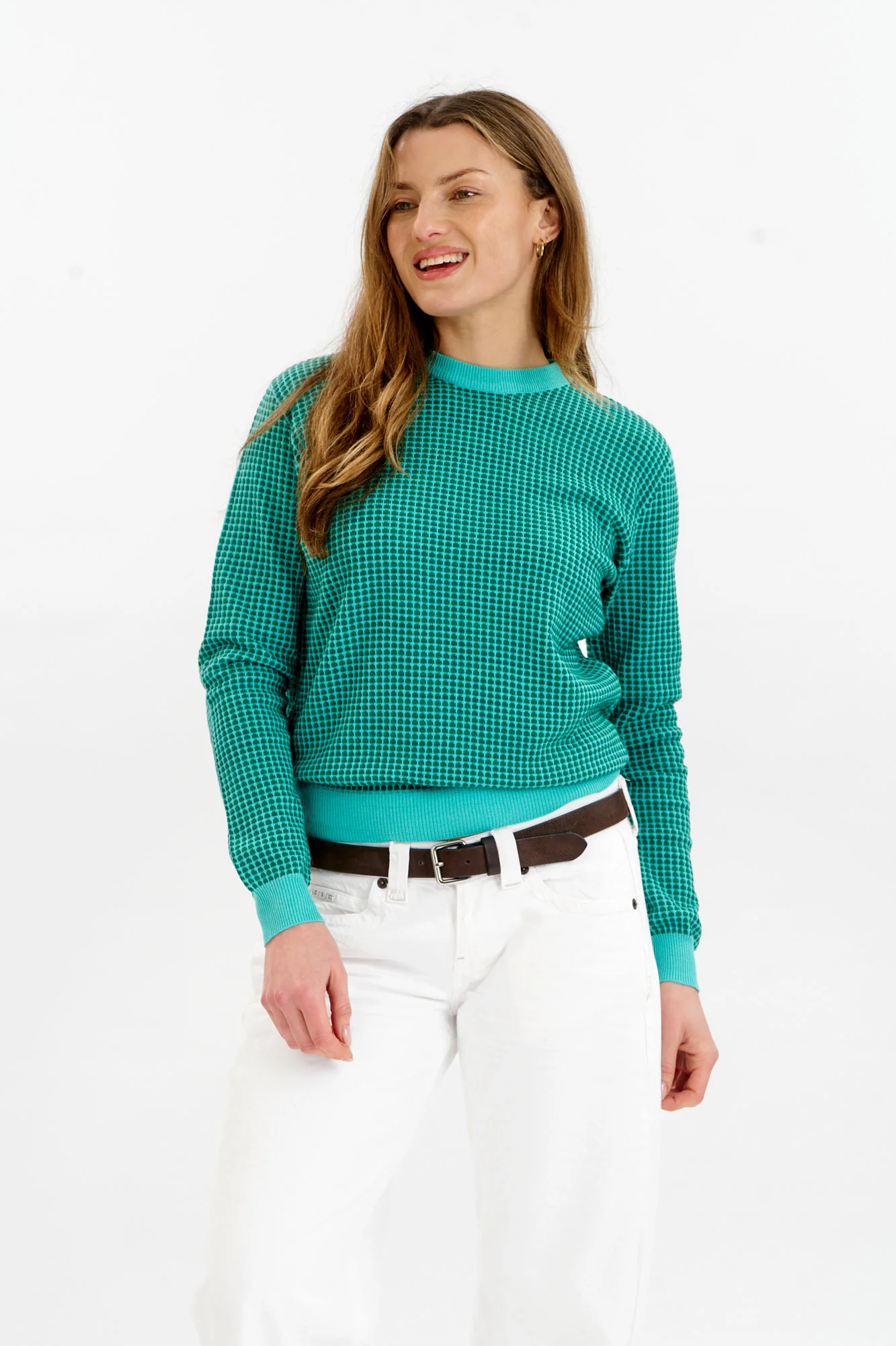 HANA Organic Cotton Jumper - Green & Cyan - Image 4