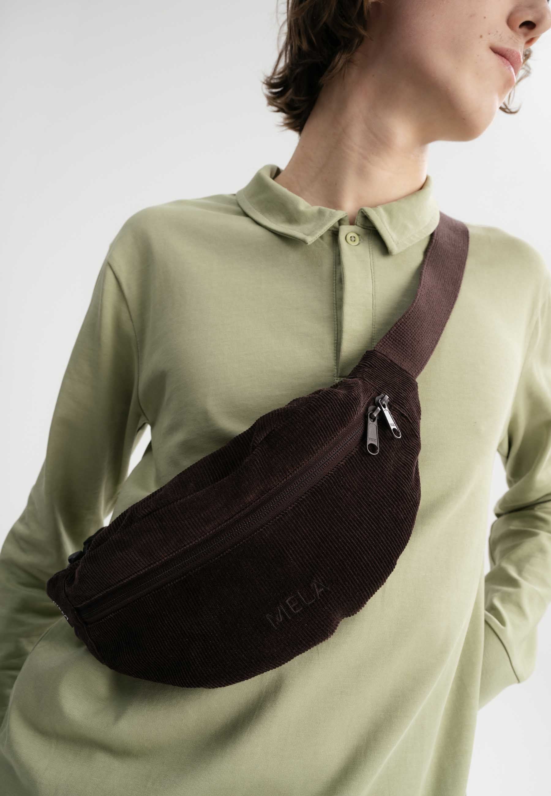 BHAVIN Corduroy Hip Bag by MELA - Walnut - Image 3