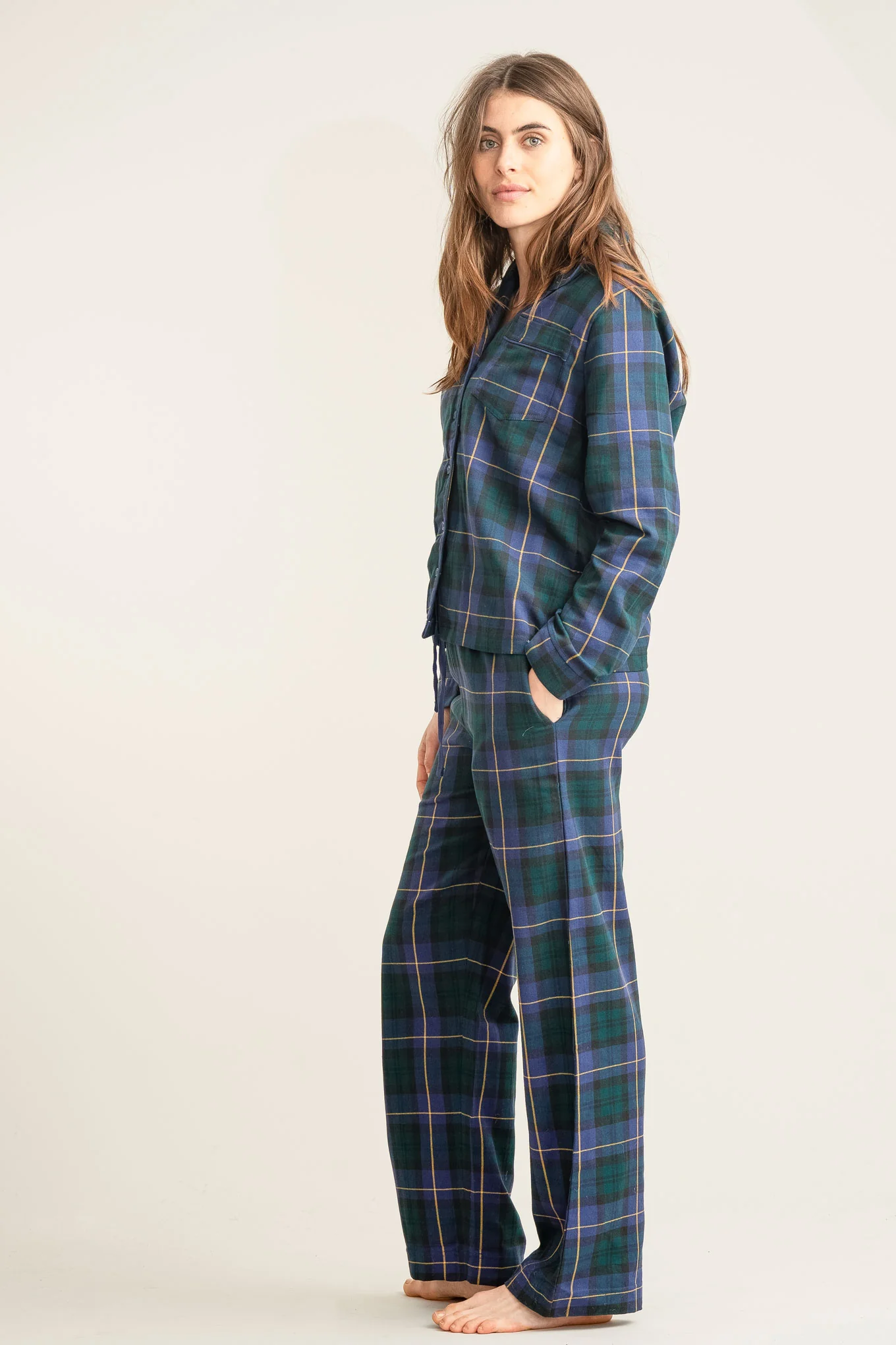 JIM JAM Womens Organic Cotton Pyjama Set - Black Watch - Image 2