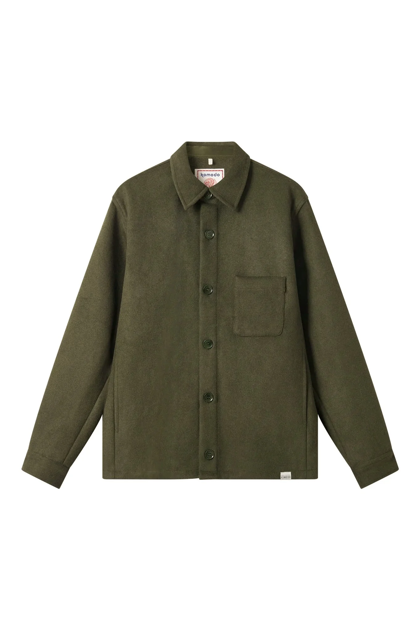 JOHAN Recycled Wool Poly Blend Over Shirt- Olive - Image 4