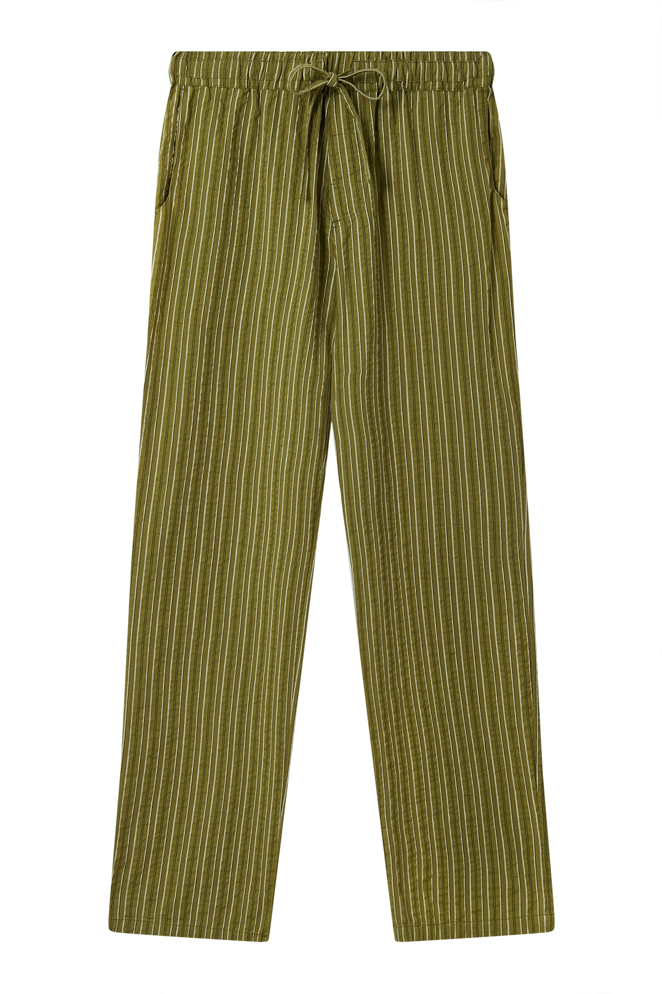JOSHUA - Organic Cotton Trousers - Green Stripe - Image 2