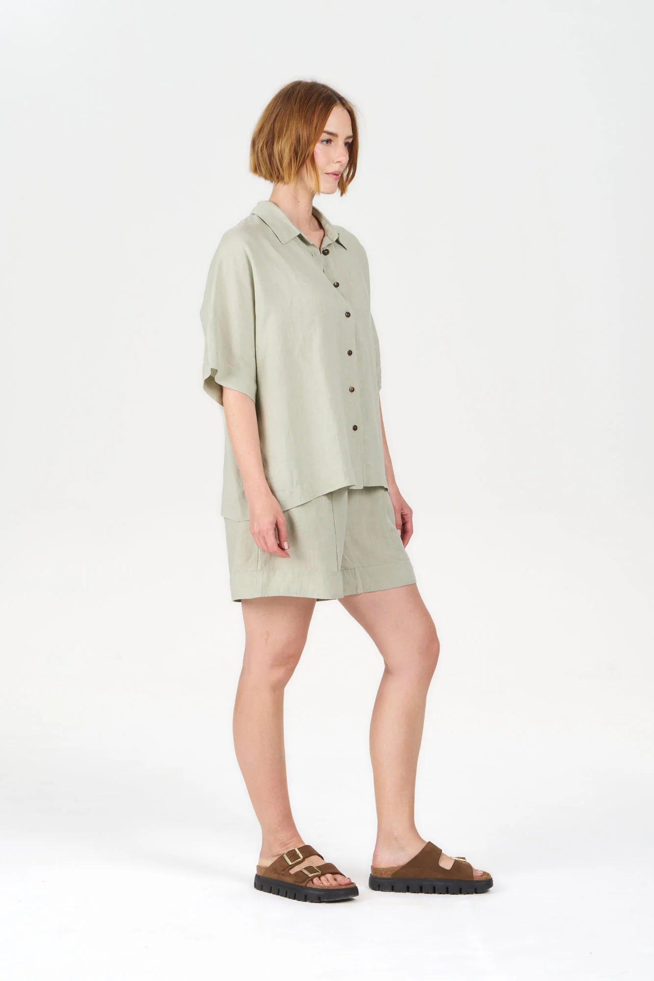 KIMONO Tencel Linen Shirt - Soft sage - Image 2