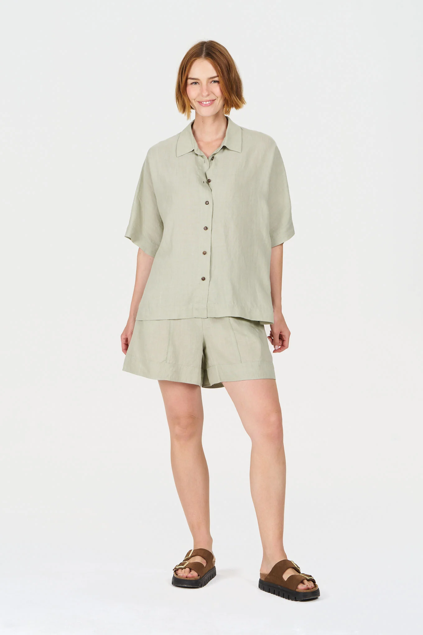 KIMONO Tencel Linen Shirt - Soft sage - Image 4