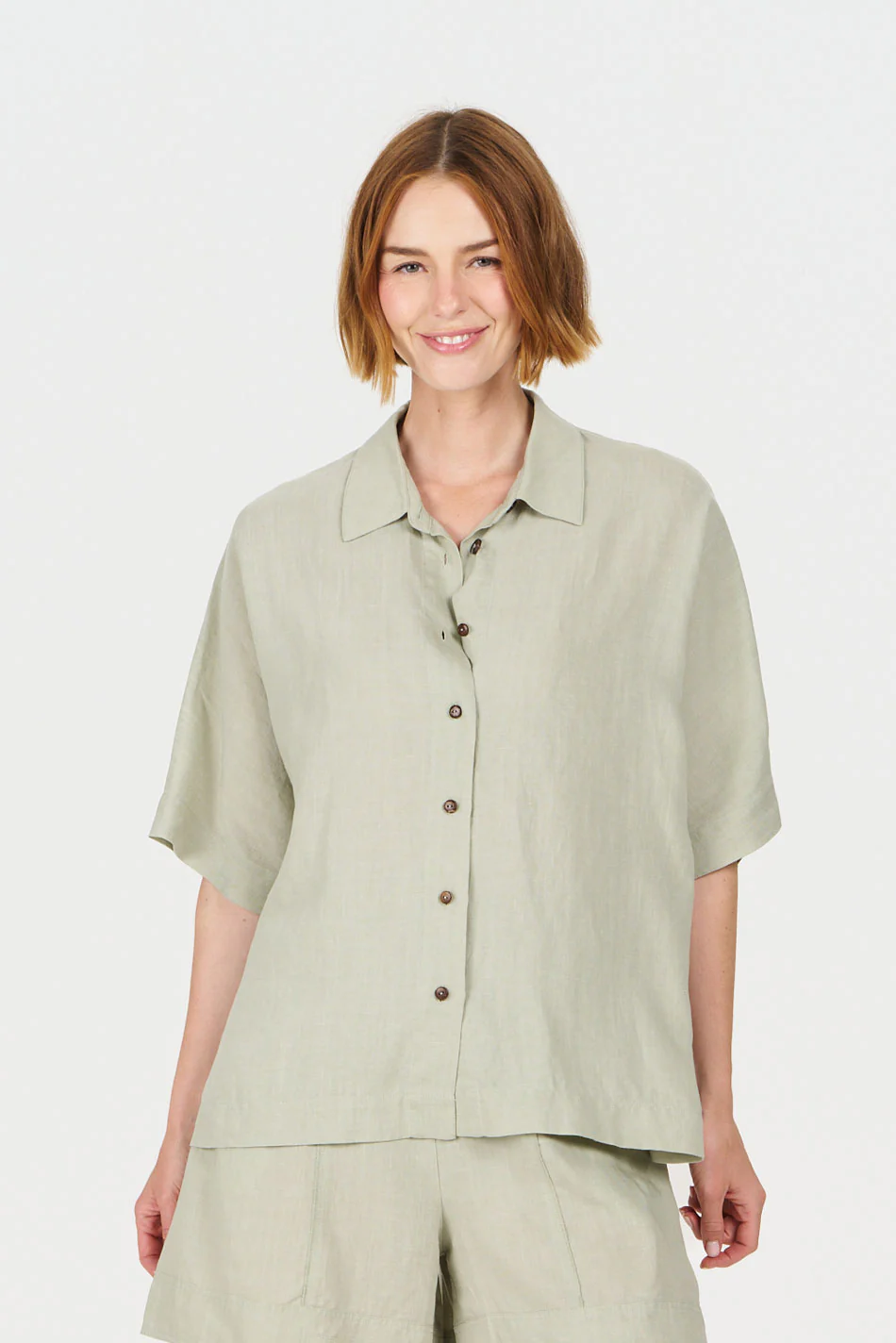 KIMONO Tencel Linen Shirt - Soft sage - Image 5