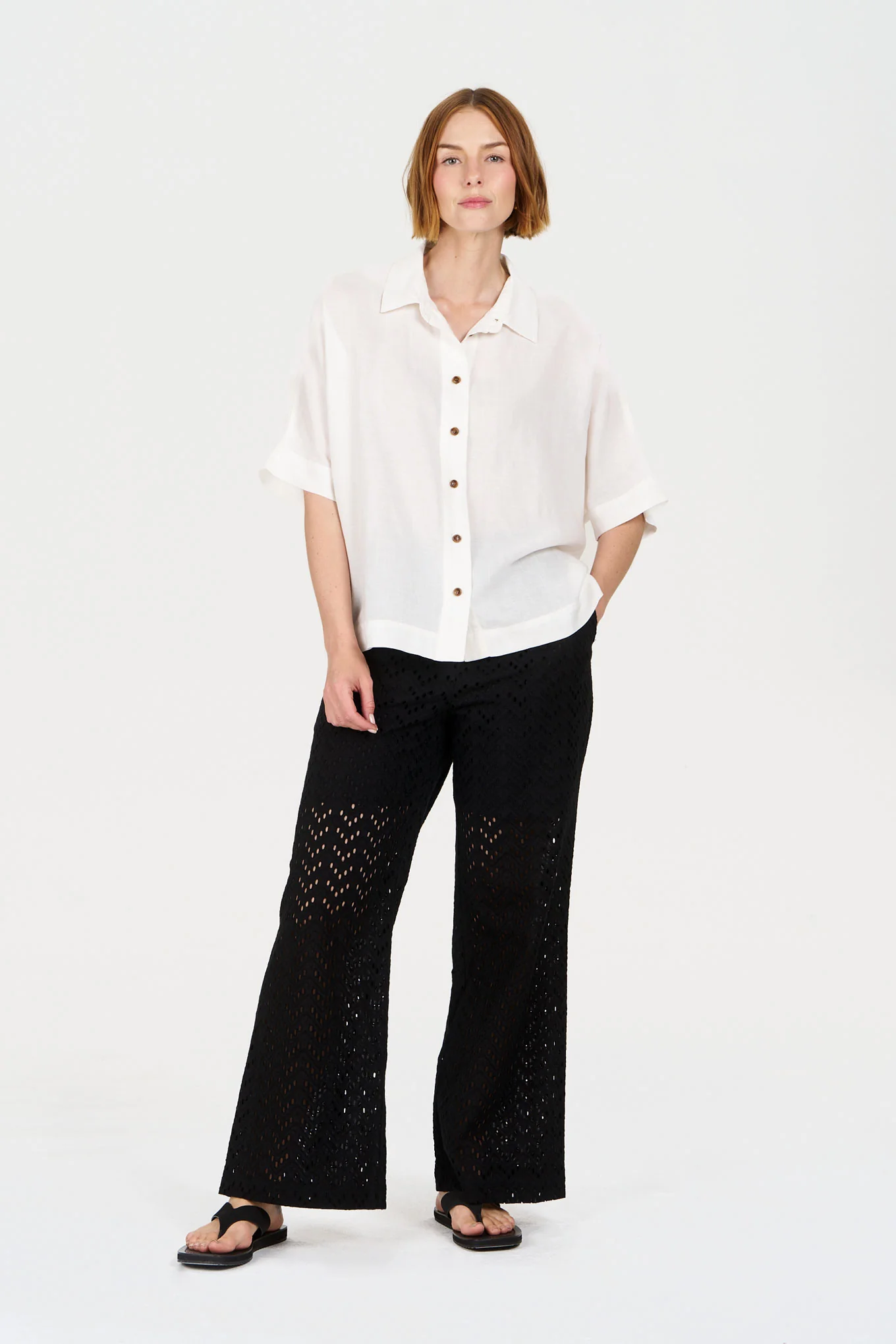 KIMONO Tencel Linen Shirt - White - Image 2
