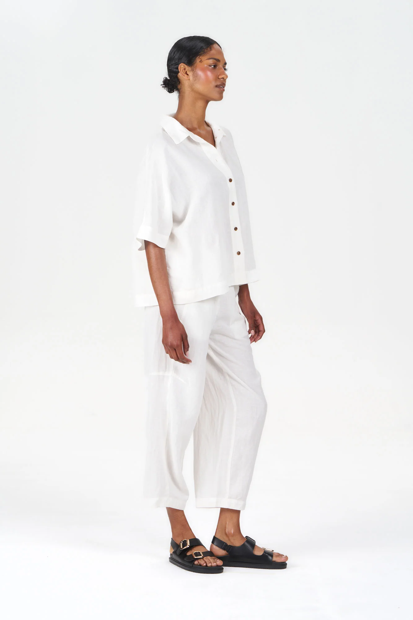 KIMONO Tencel Linen Shirt - White - Image 4