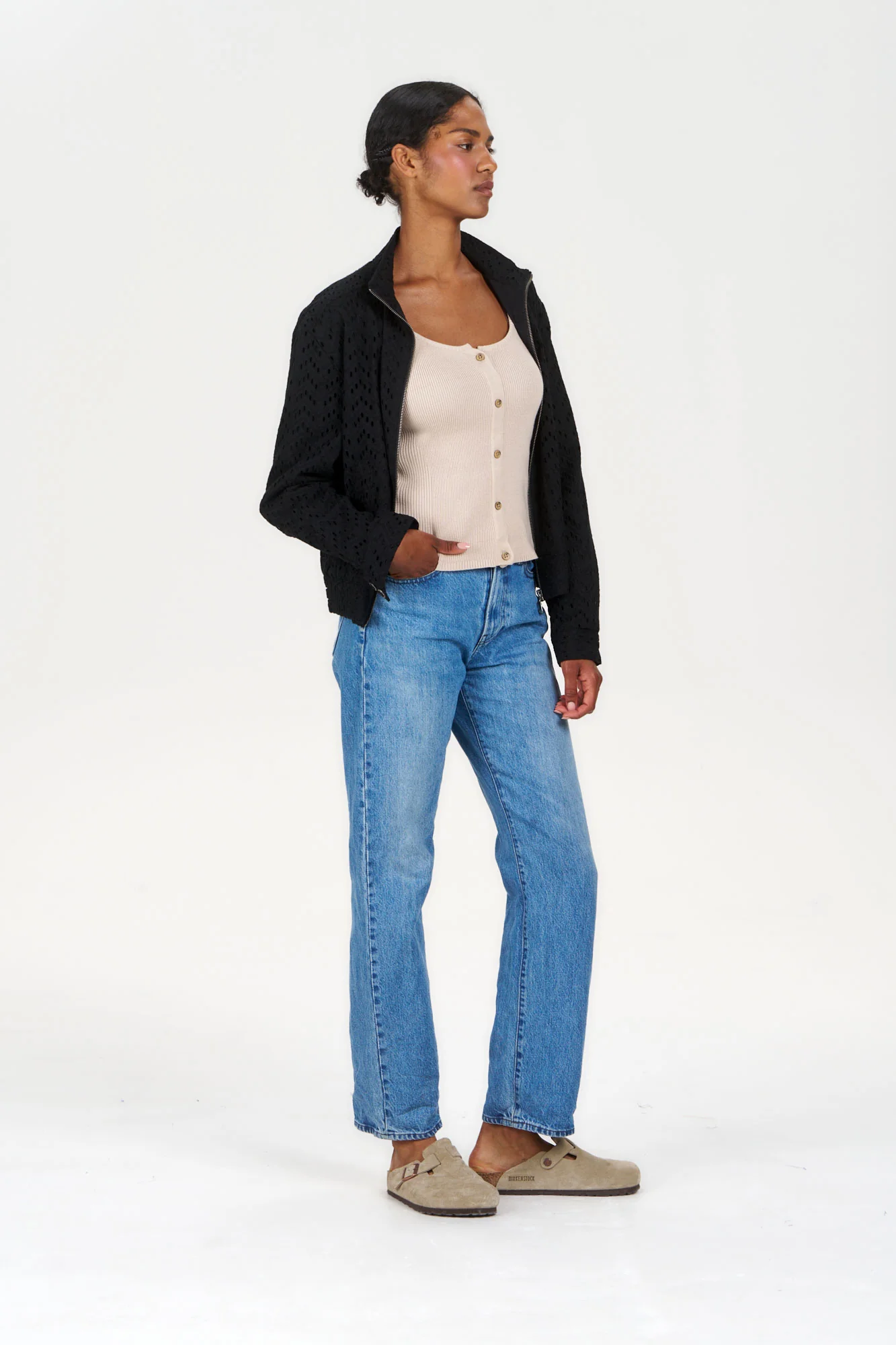 KOKO Tencel Linen Jacket - Navy - Image 4