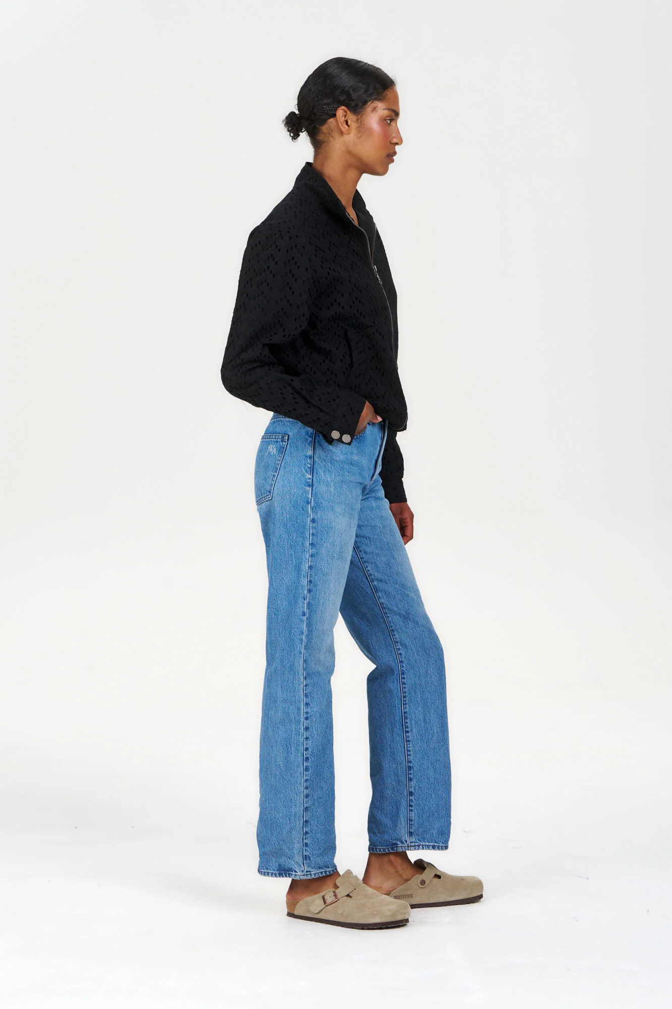 KOKO Tencel Linen Jacket - Navy - Image 5