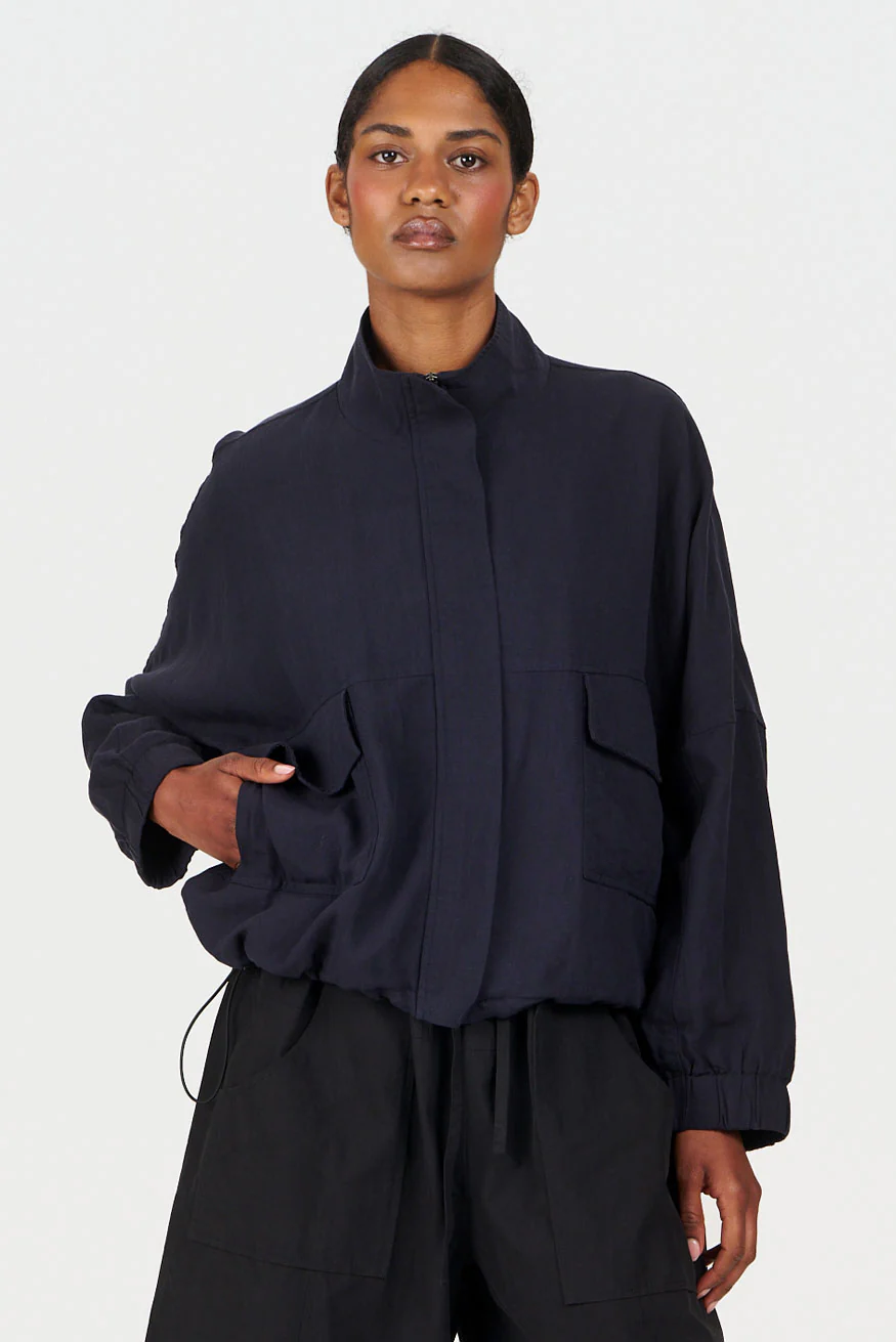 KOKO Tencel Linen Jacket - Navy - Image 6