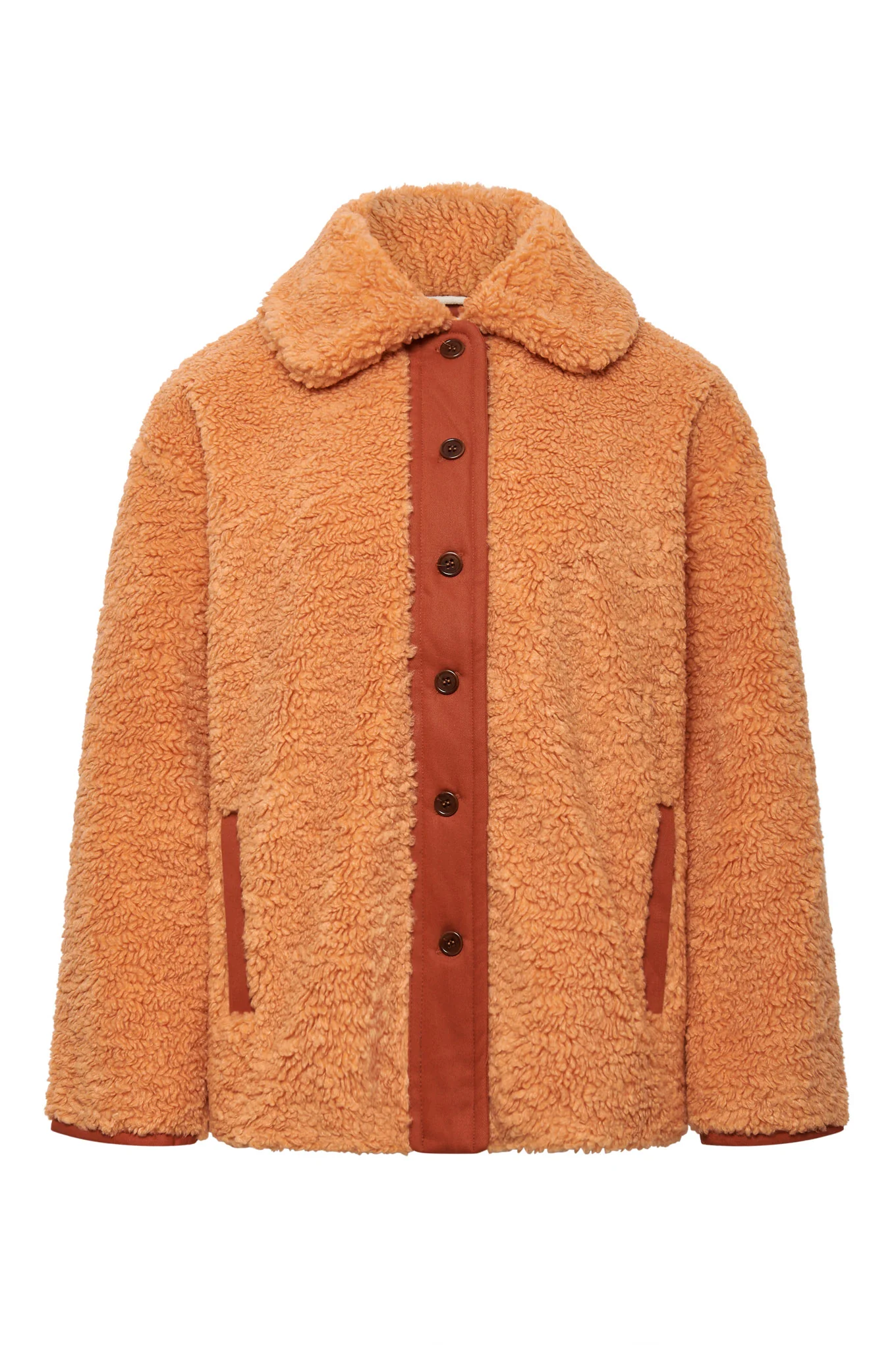 LEXI - Recycled PET Fleece Coat Soft Orange - Image 3