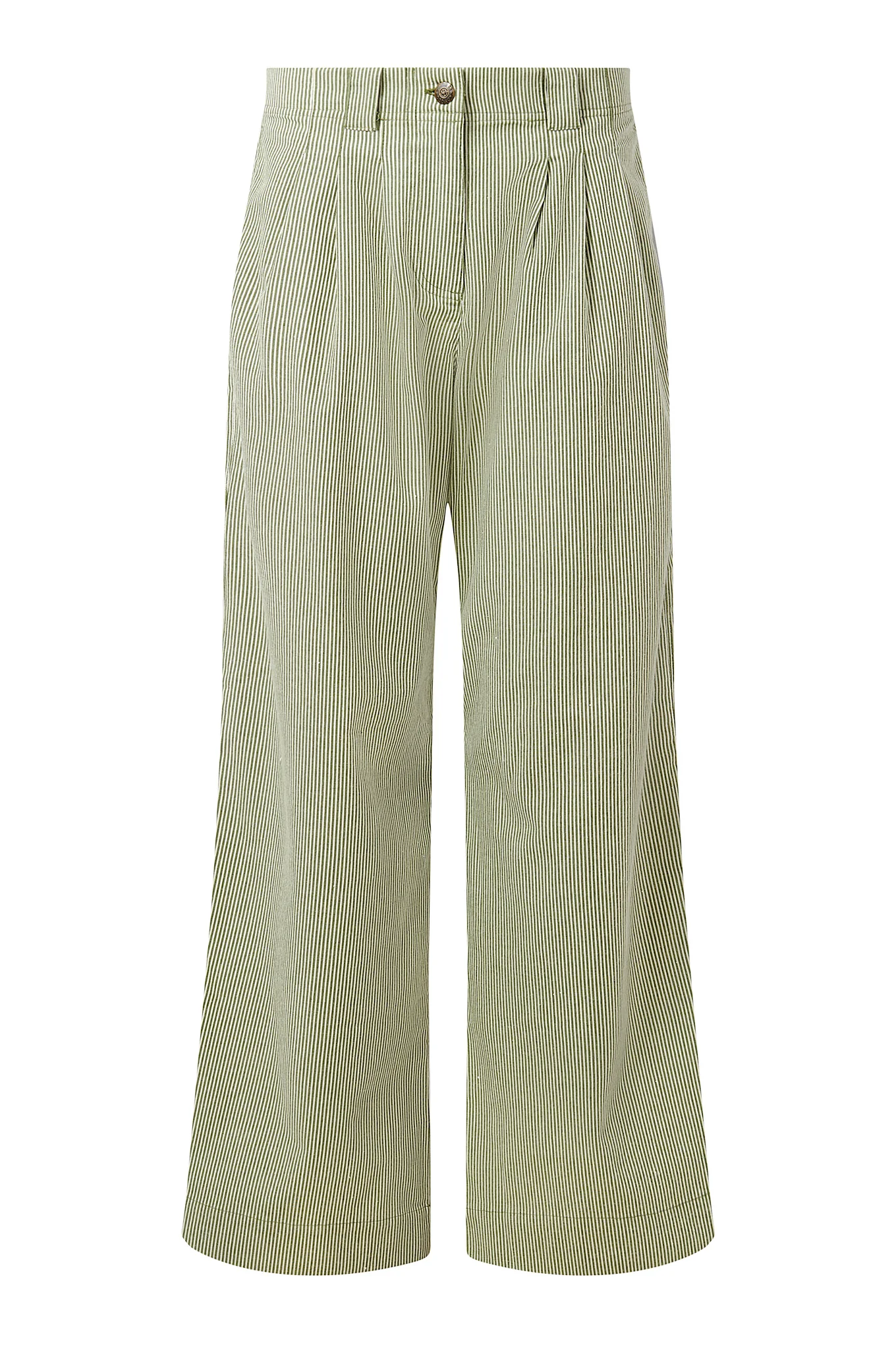 LOLA - Organic Cotton Trousers - Green Stripe - Image 2