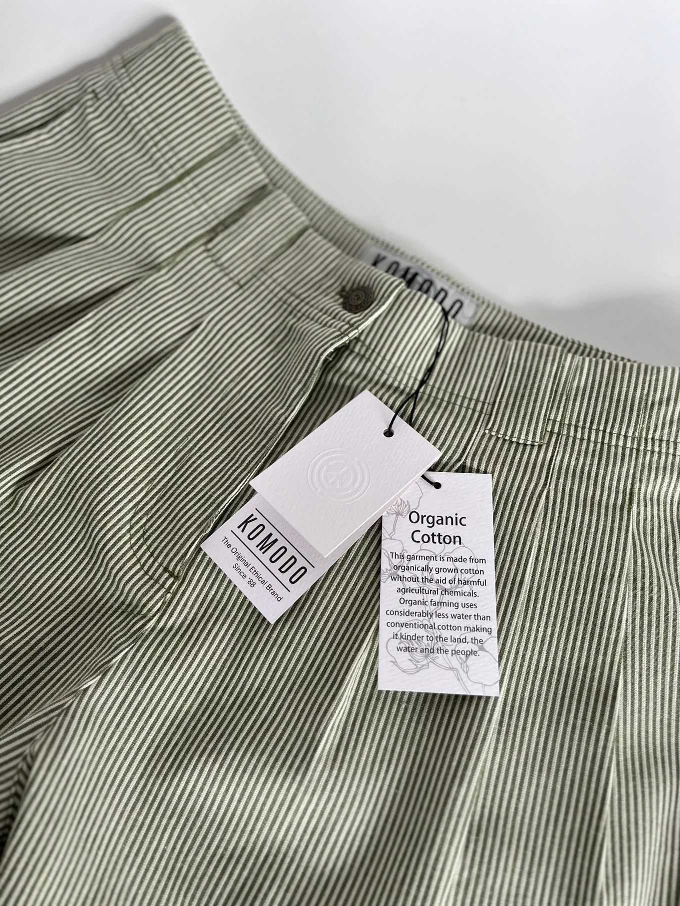 LOLA - Organic Cotton Trousers - Green Stripe - Image 4