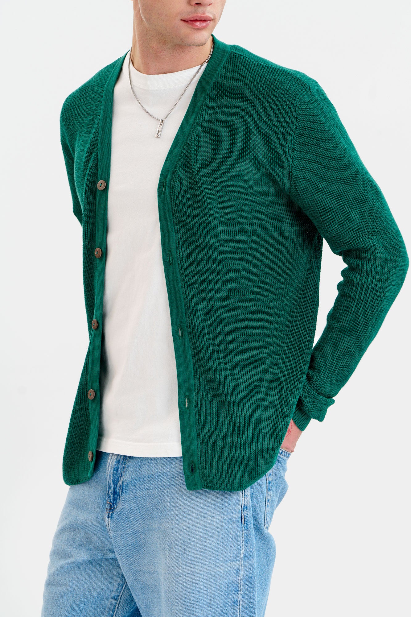 LUCAS Organic Cotton Cardigan - Green - Image 2