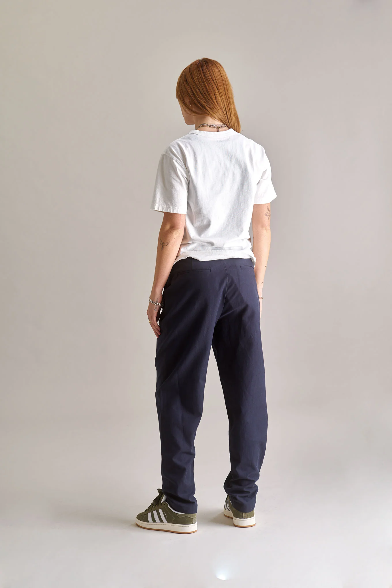 LYLA Cotton Tencel Trouser - Navy - Image 2