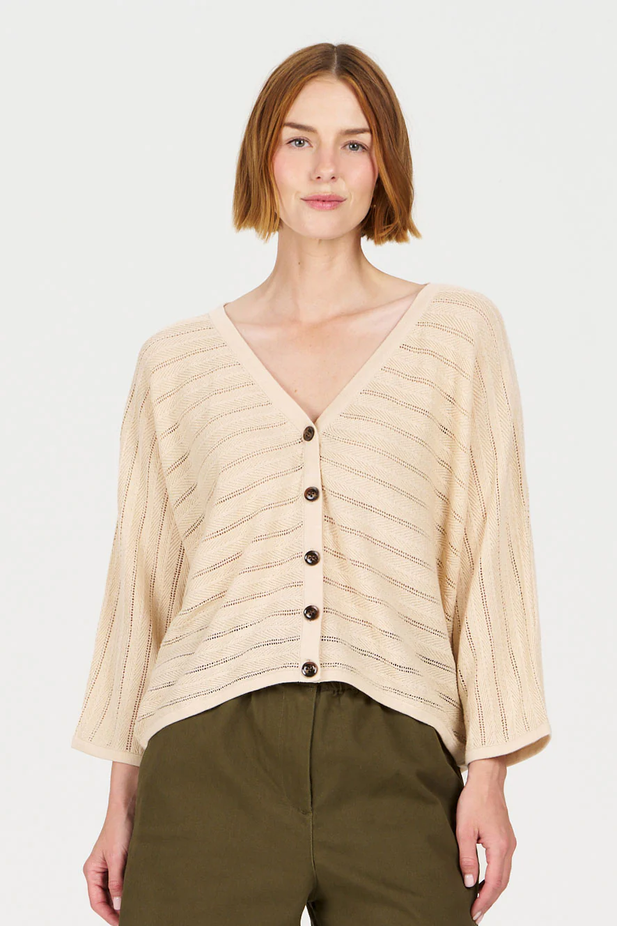 MALI Organic Ramie Cotton Batwing Cardigan - Sand