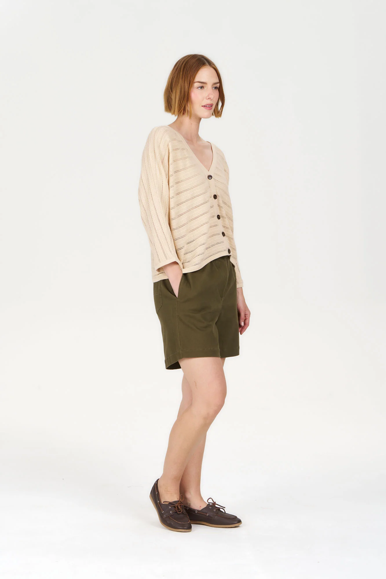 MALI Organic Ramie Cotton Batwing Cardigan - Sand - Image 3