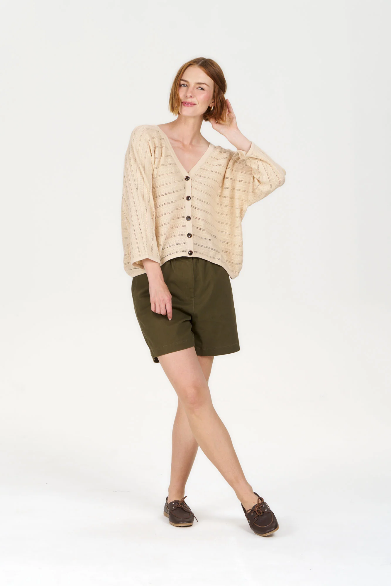 MALI Organic Ramie Cotton Batwing Cardigan - Sand - Image 5