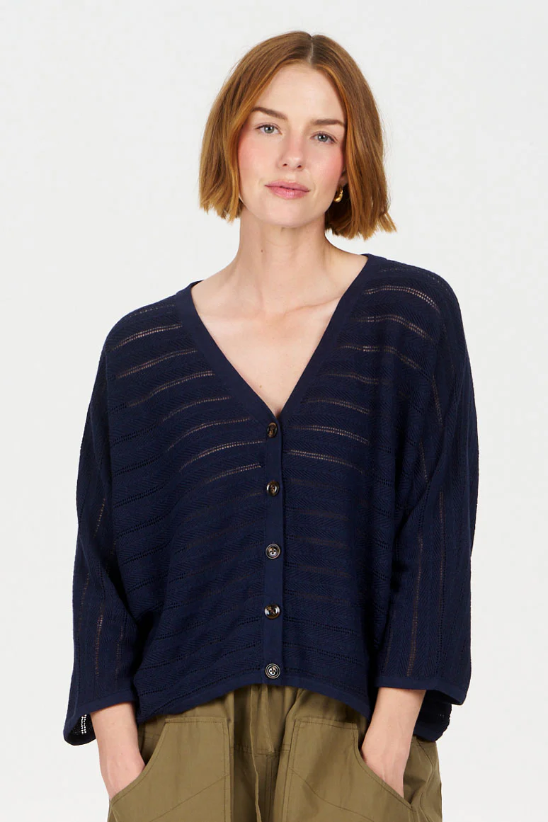 MALI Organic Ramie Cotton Batwing Jumper - Navy - Image 4