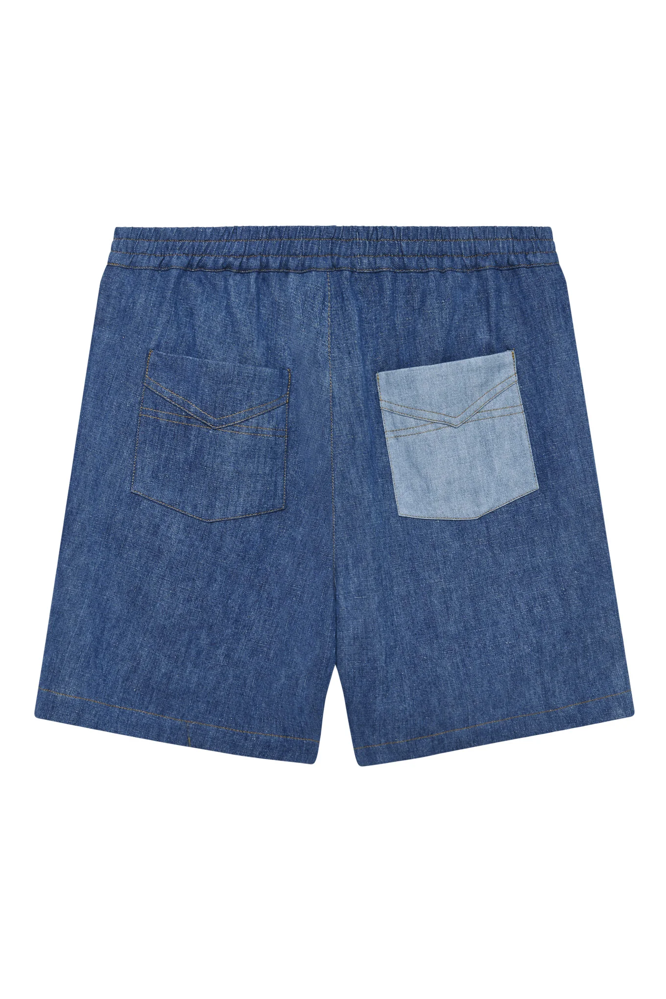 MARIO - Linen Shorts Blue Patchwork - Image 3