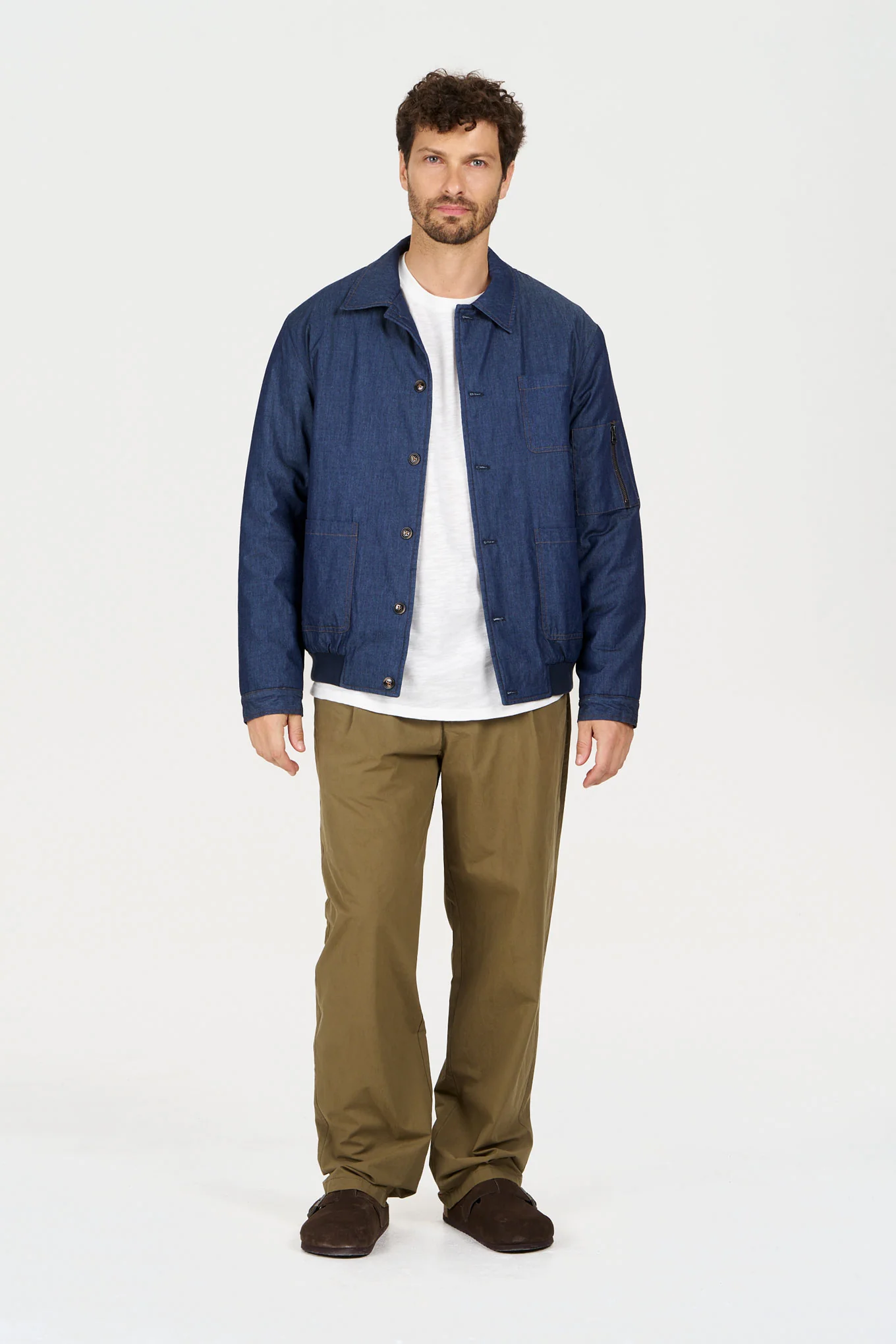NILE Organic Cotton Chambray Jacket - Mid Wash - Image 4