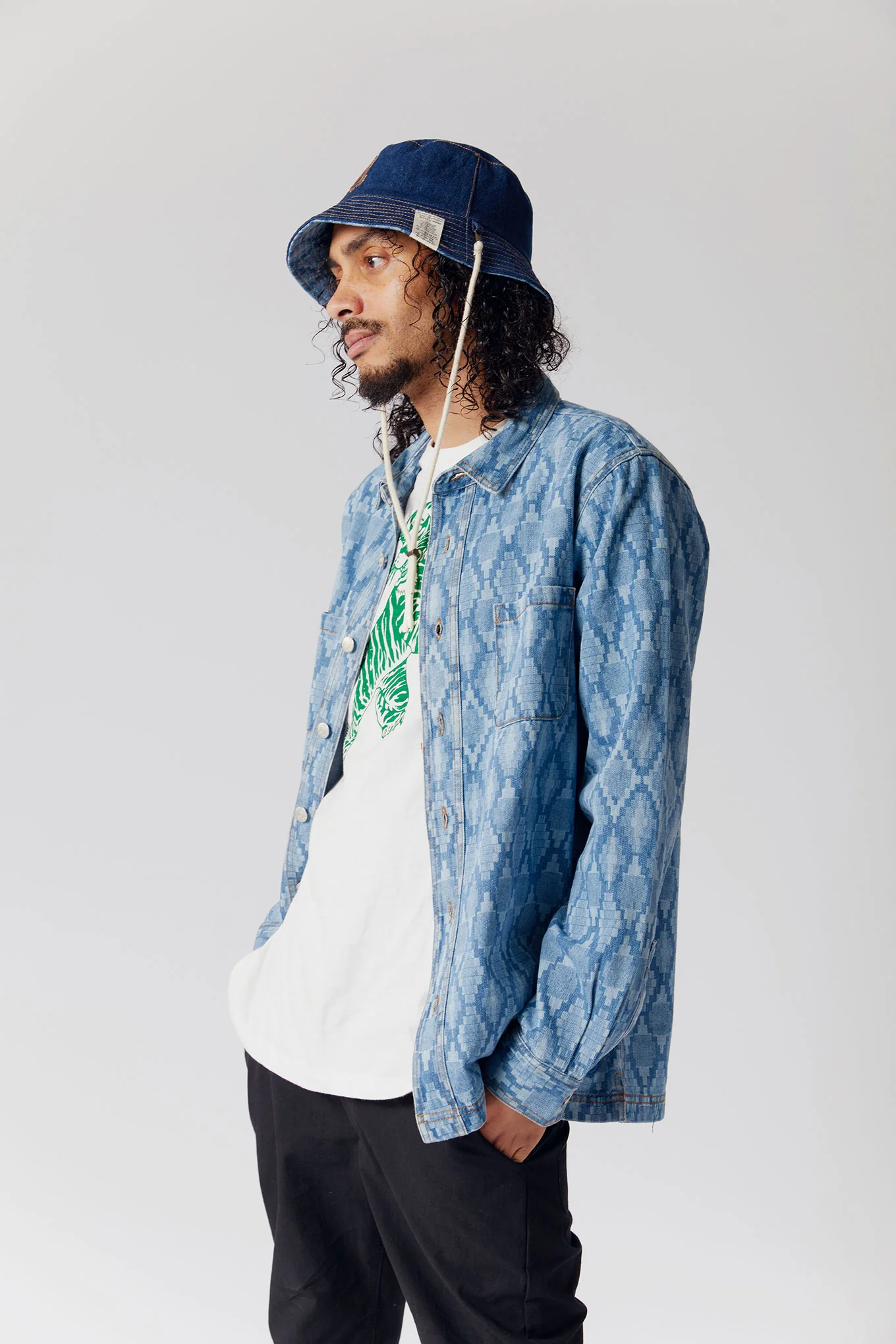 PETAL Reversable Organic Denim Bucket Hat - Image 3