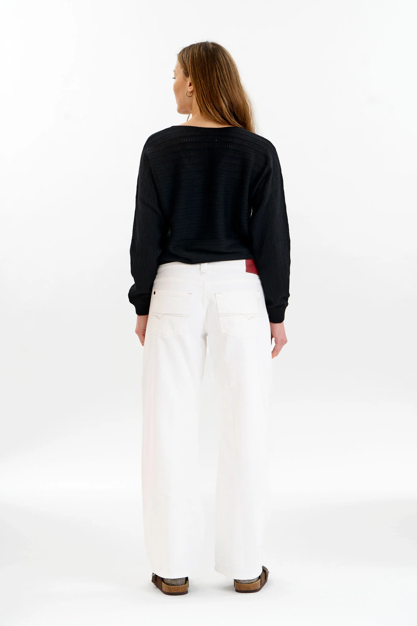 PIA Organic Cotton Pointelle Jumper - Black - Image 4