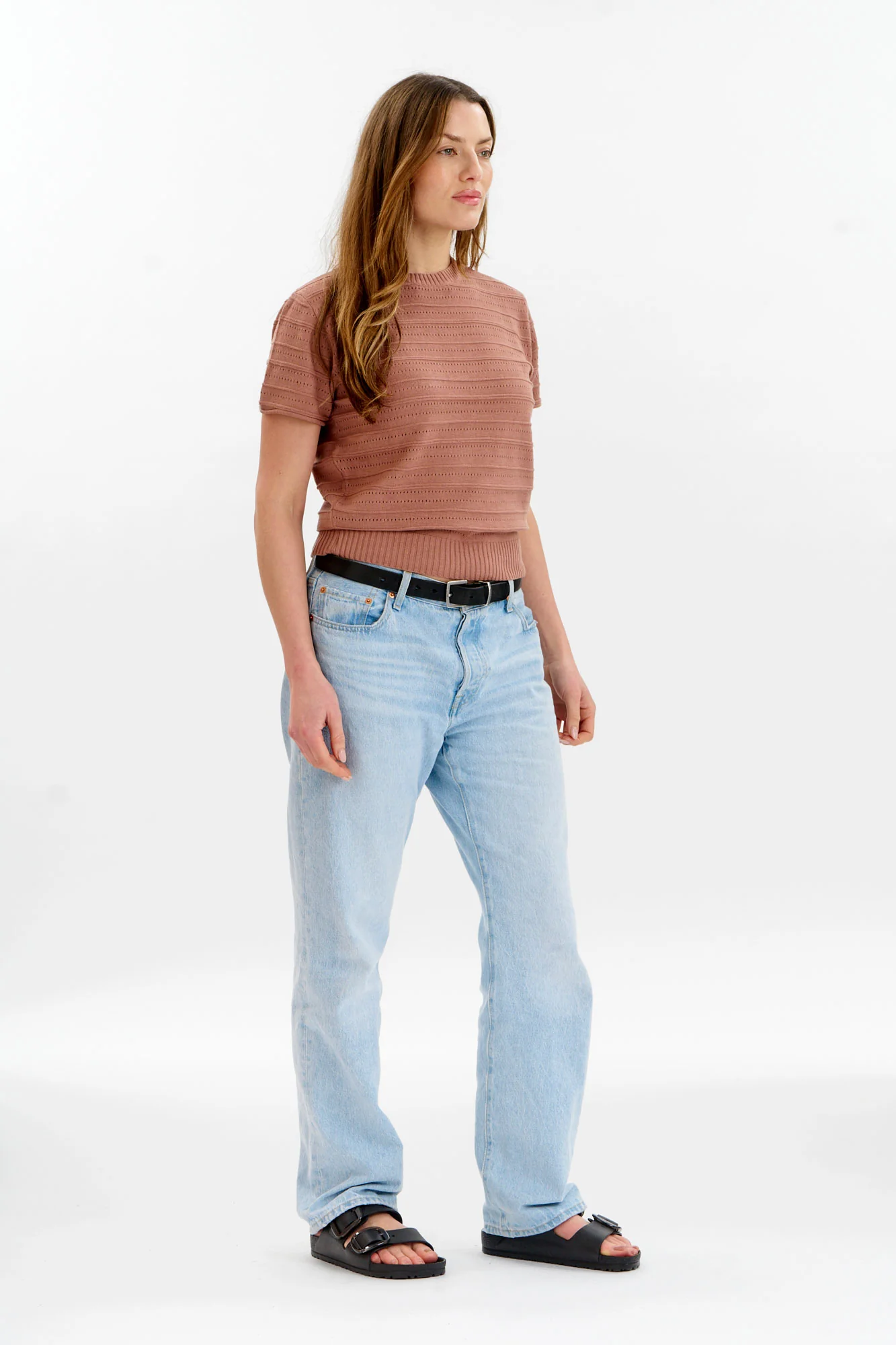 POSEY Organic Cotton Knit Tee - Coffee - Image 3