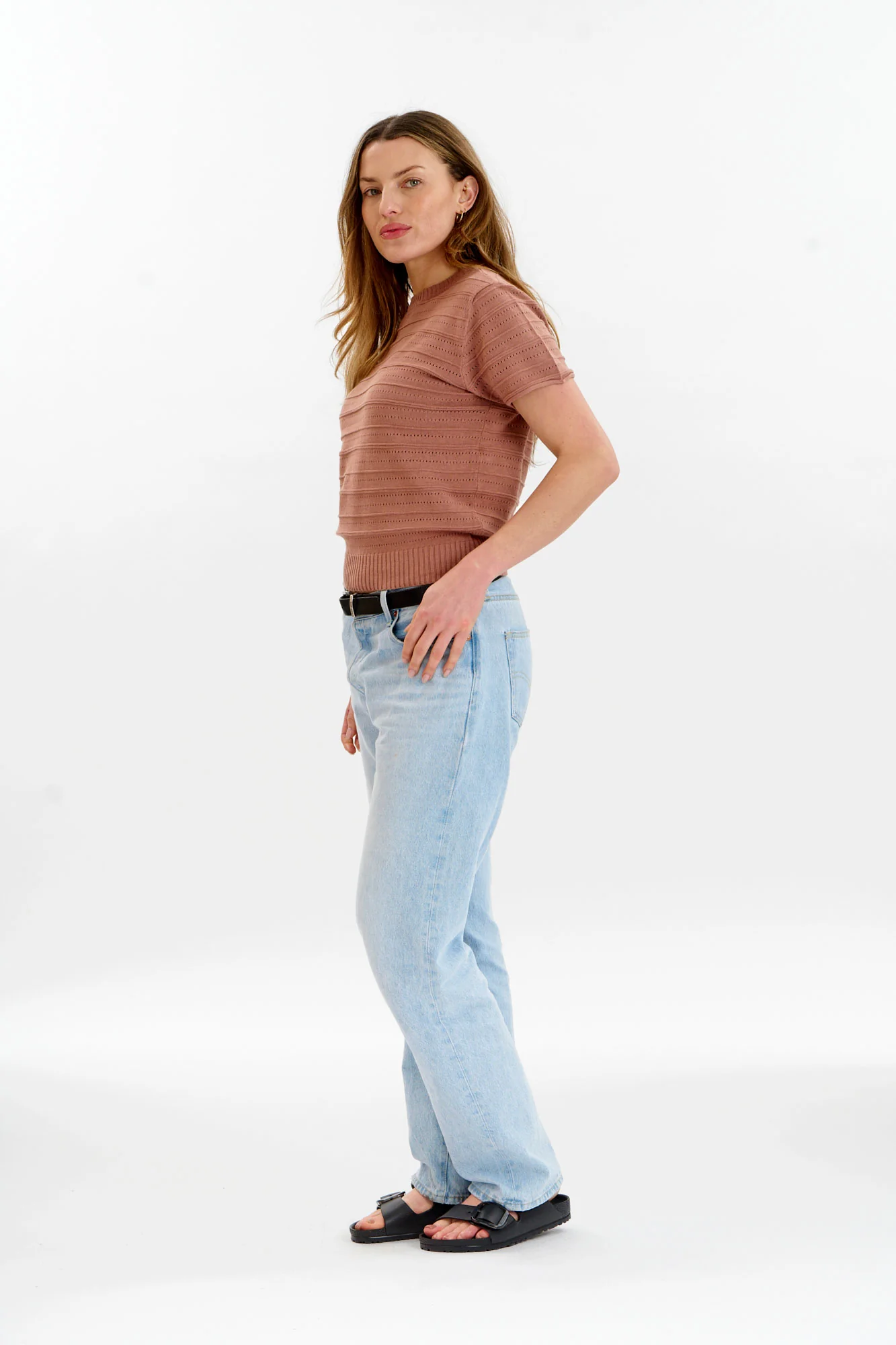 POSEY Organic Cotton Knit Tee - Coffee - Image 4