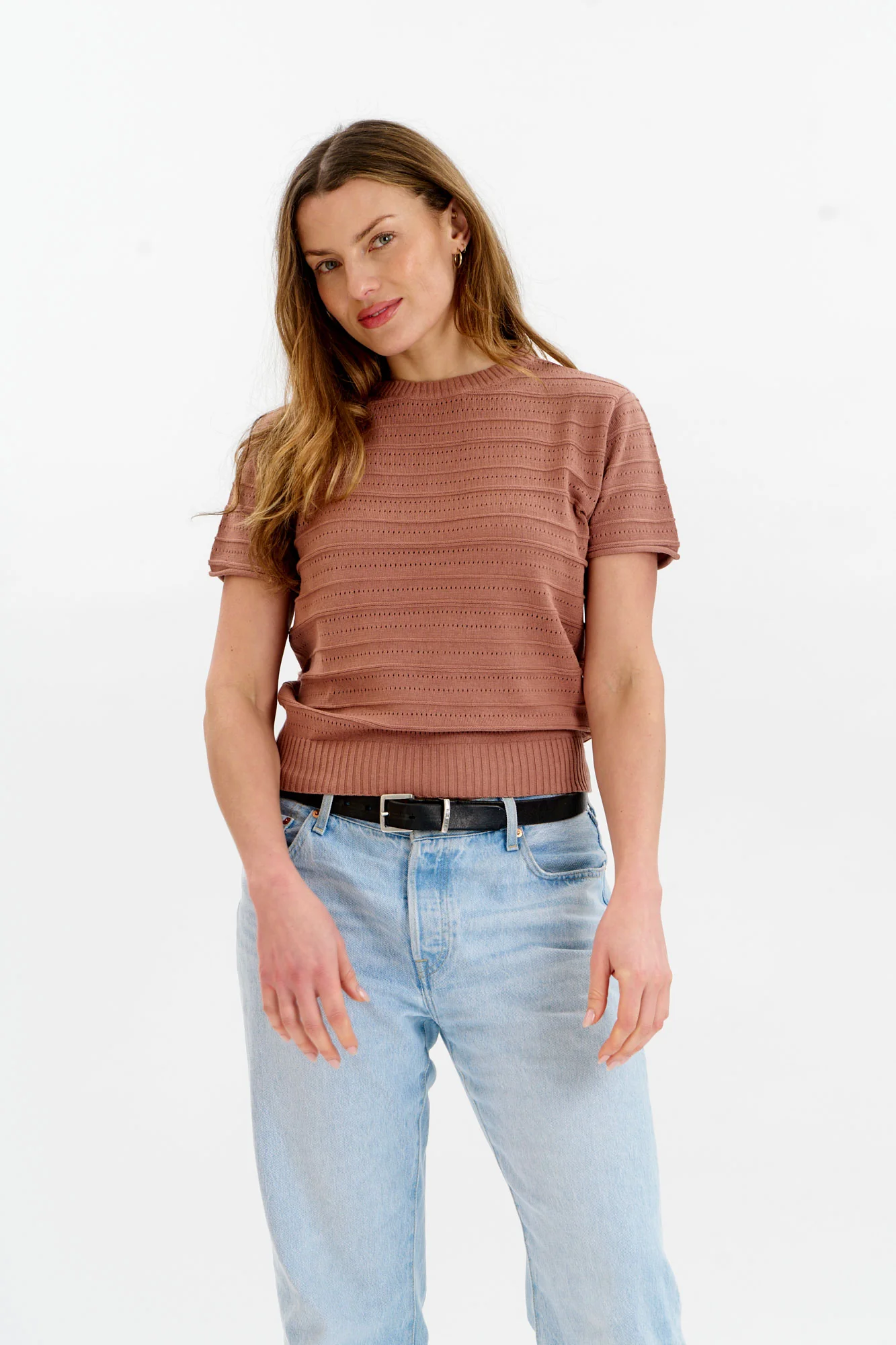 POSEY Organic Cotton Knit Tee - Coffee - Image 5