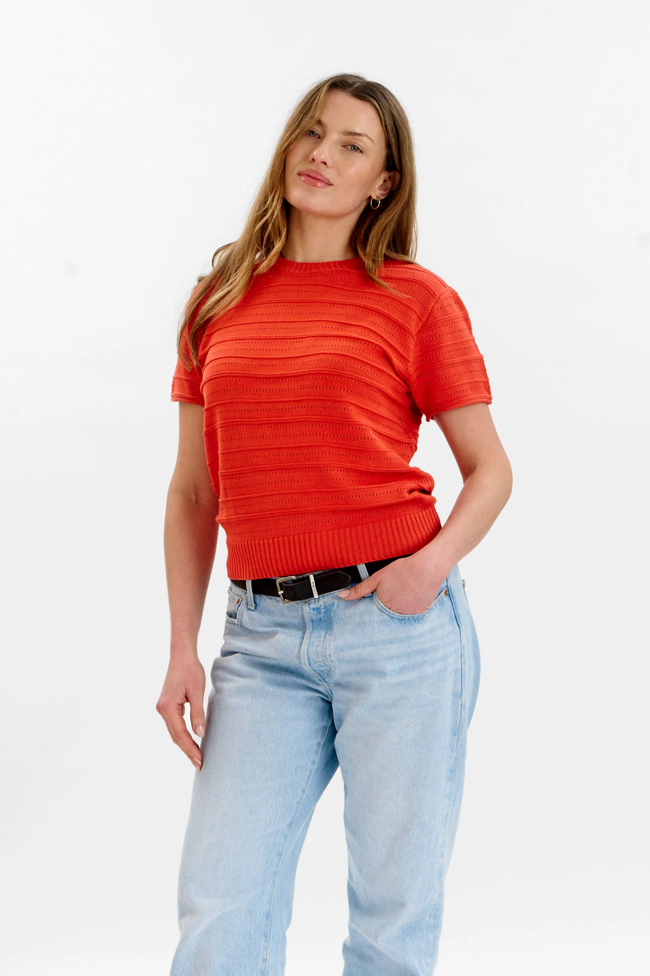 POSEY Organic Cotton Knit Tee - Red - Image 3